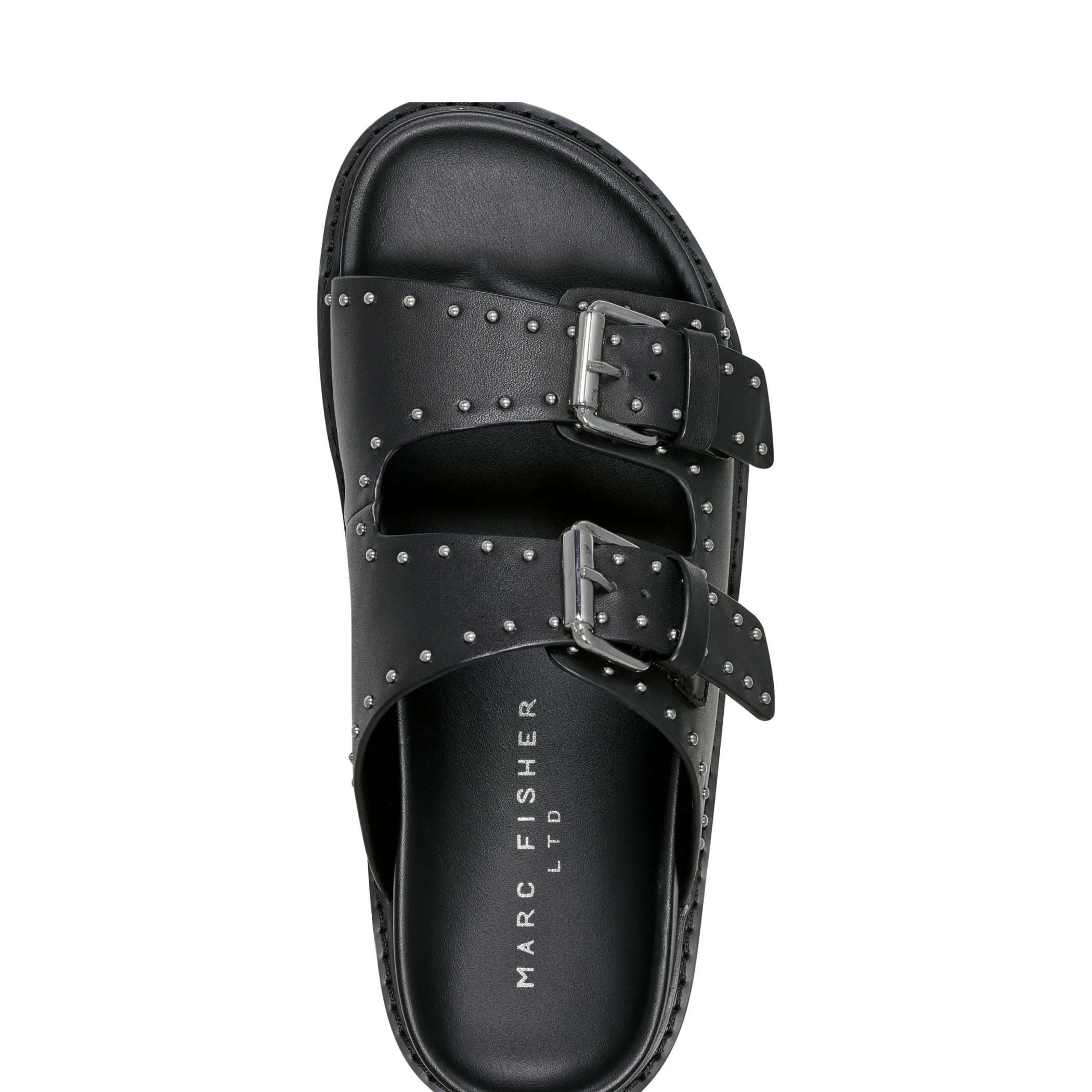 Outlet Marc Fisher Agusta Studded Slide Sandal Black Leather