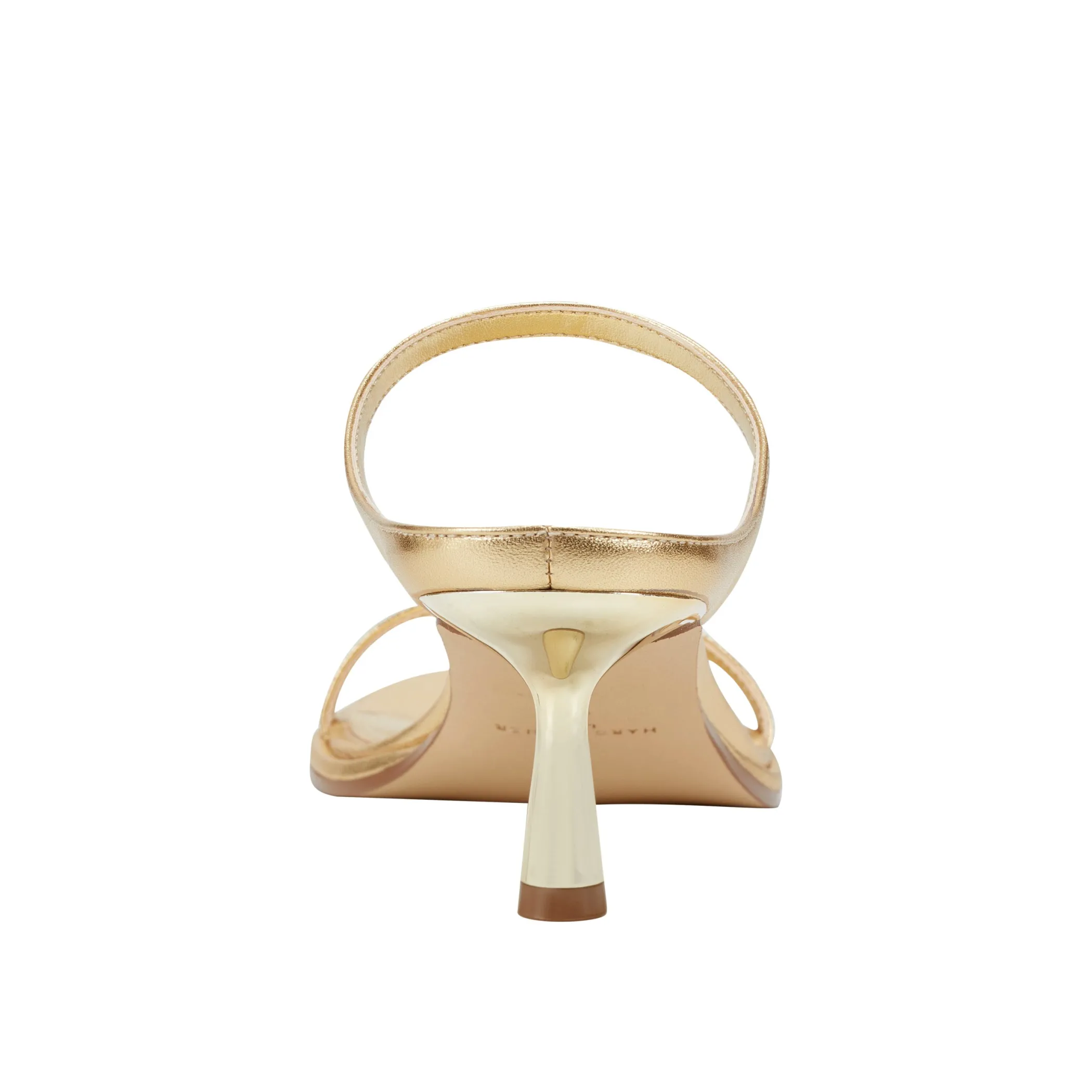 New Marc Fisher Alonde Heeled Slide Sandal Gold Leather