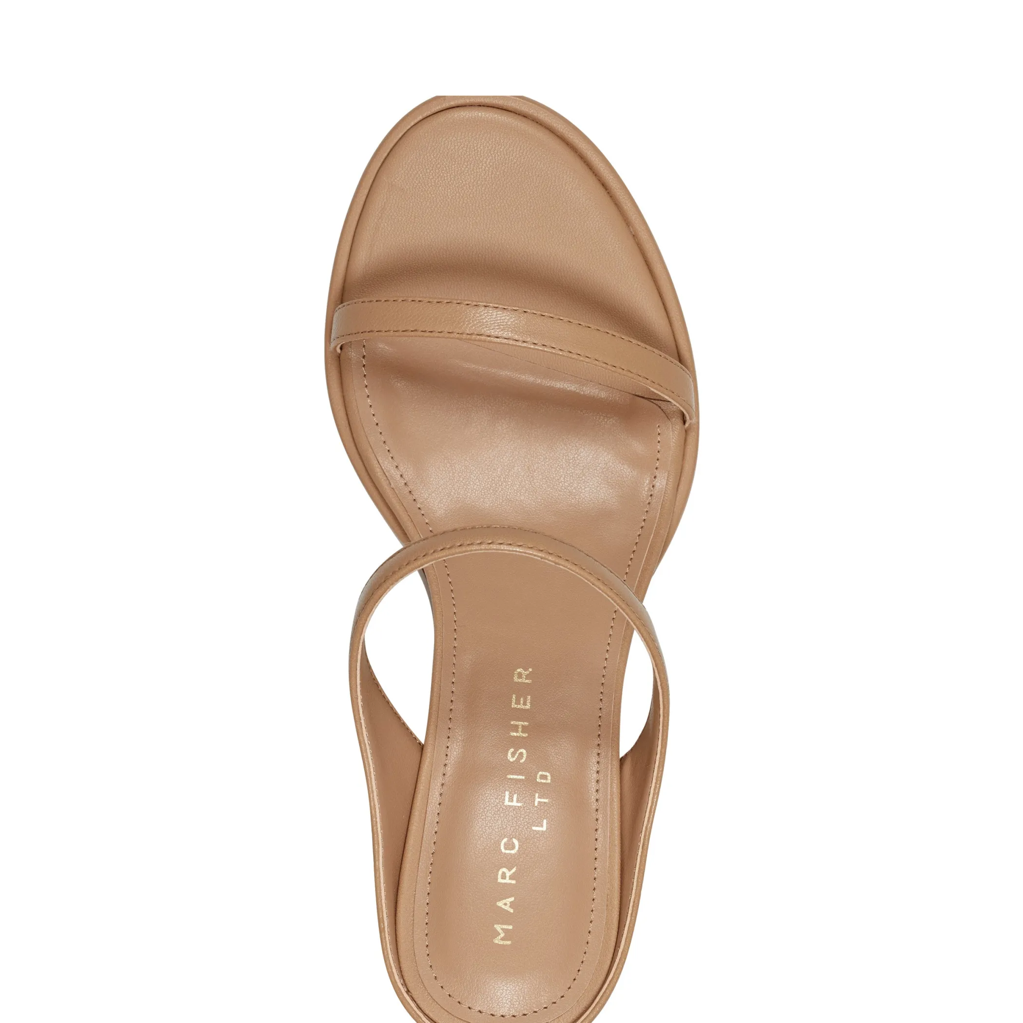 New Marc Fisher Alonde Heeled Slide Sandal Brown Leather