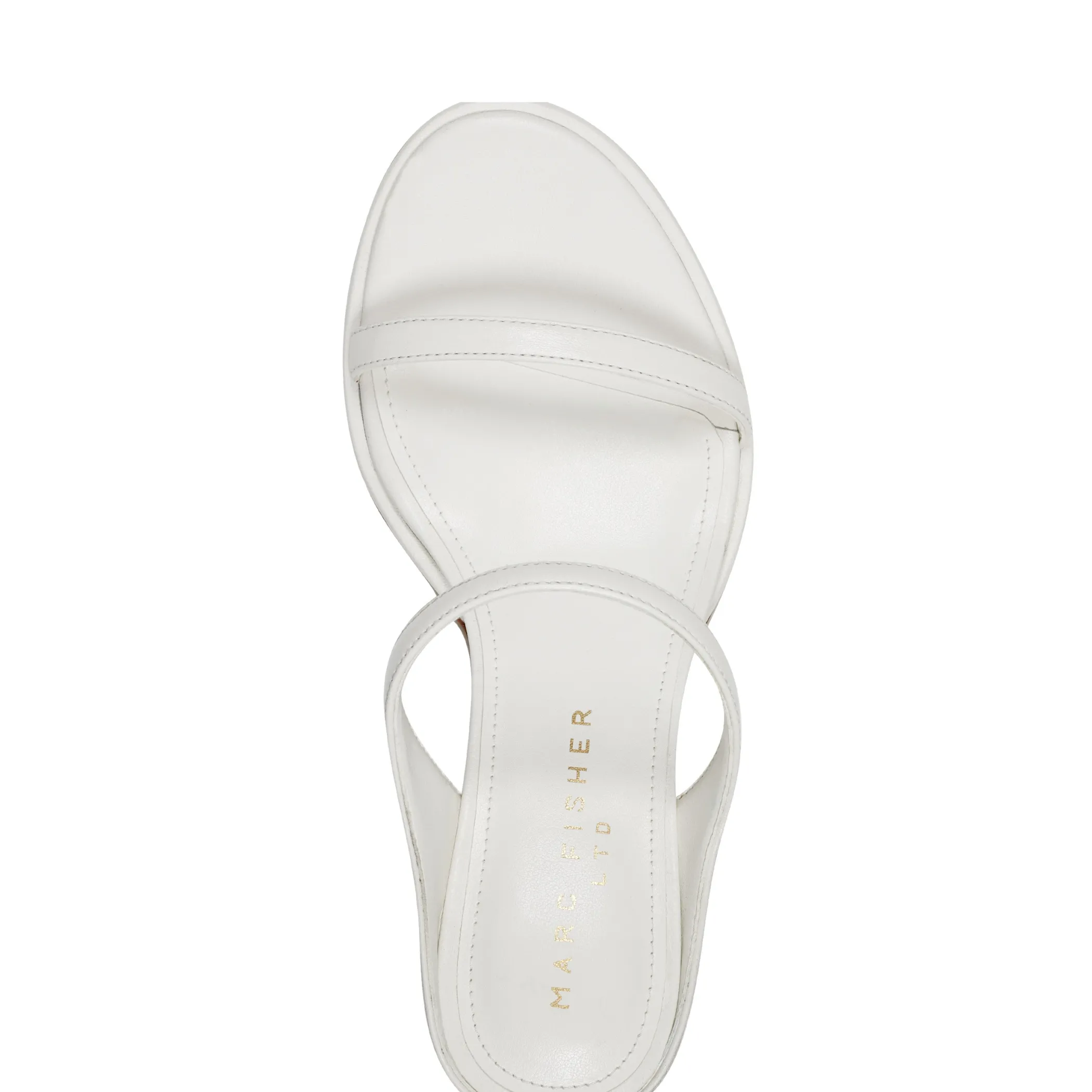 Shop Marc Fisher Alonde Heeled Slide Sandal Chic Cream Leather