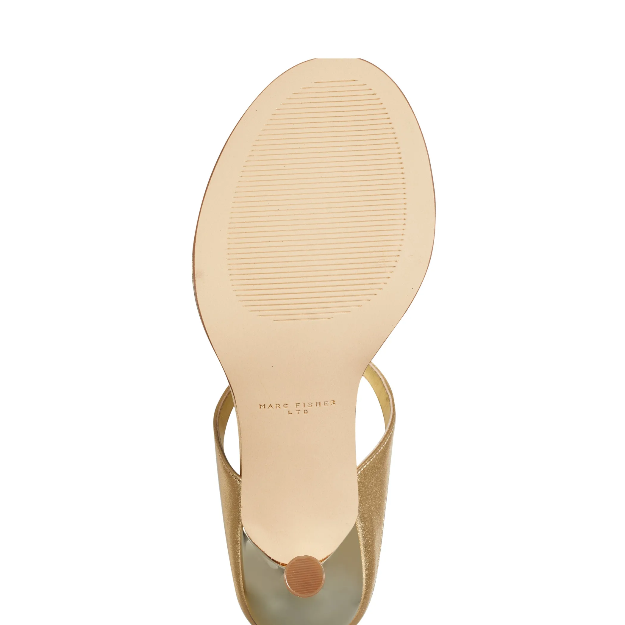New Marc Fisher Alonde Heeled Slide Sandal Gold Leather