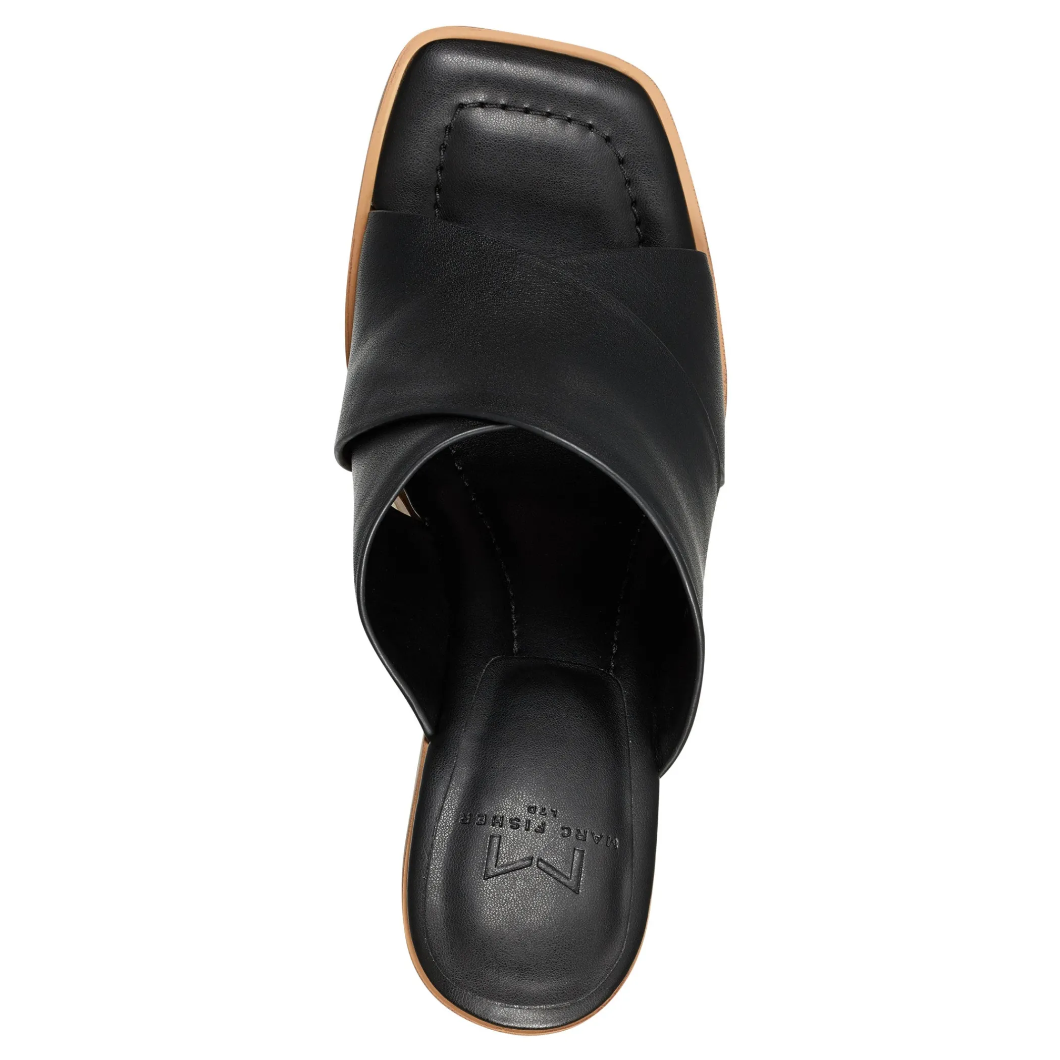 Shop Marc Fisher Barli Heeled Slide Sandal Black Leather