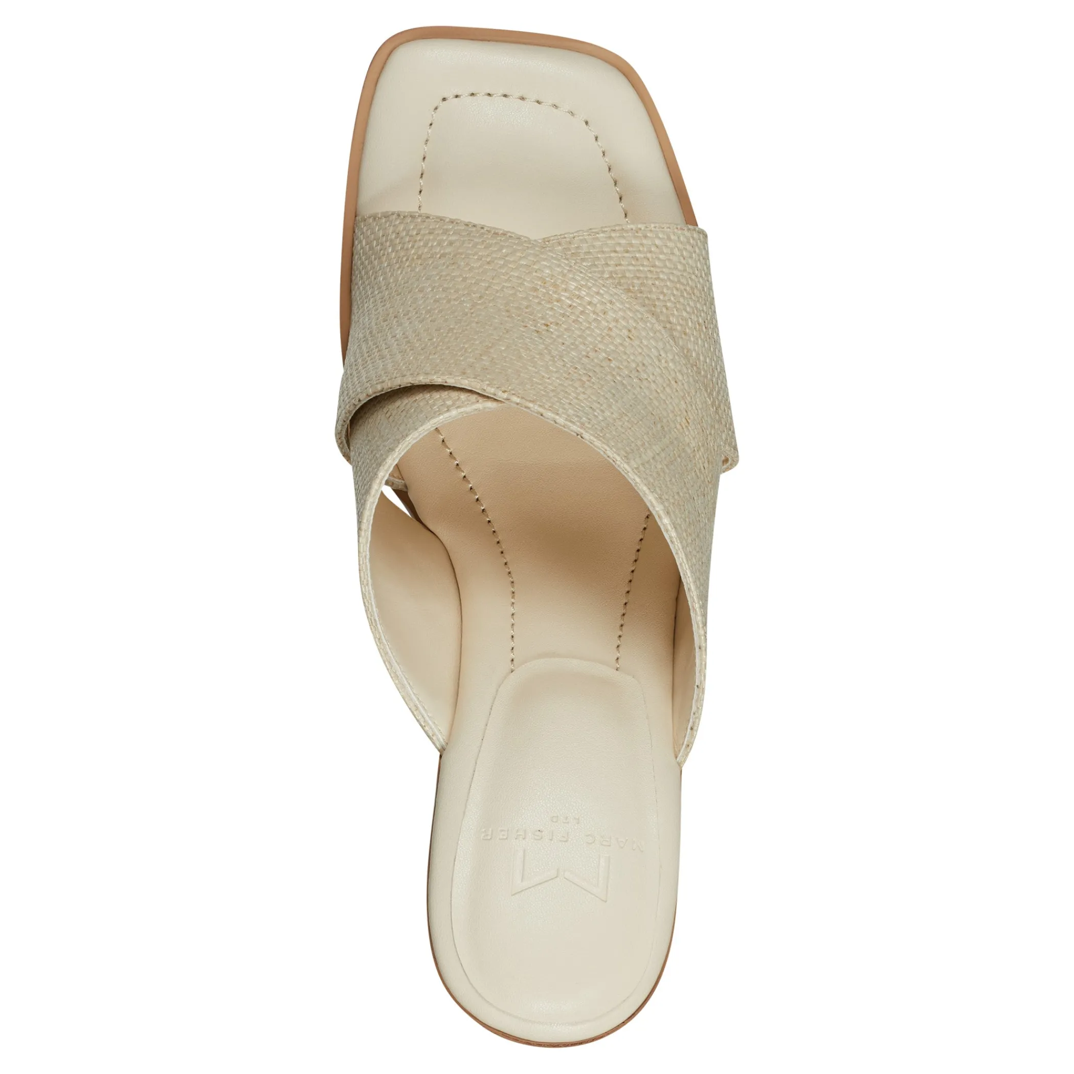 Clearance Marc Fisher Barli Heeled Slide Sandal Light Natural Raffia