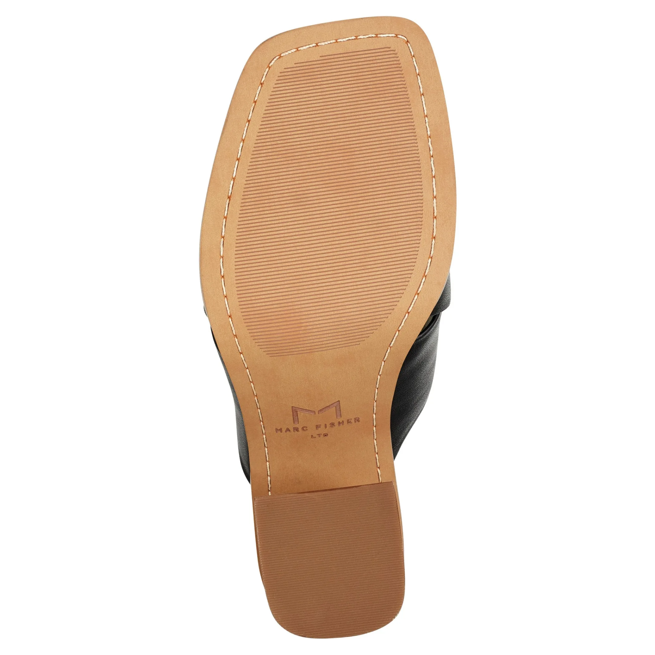Shop Marc Fisher Barli Heeled Slide Sandal Black Leather
