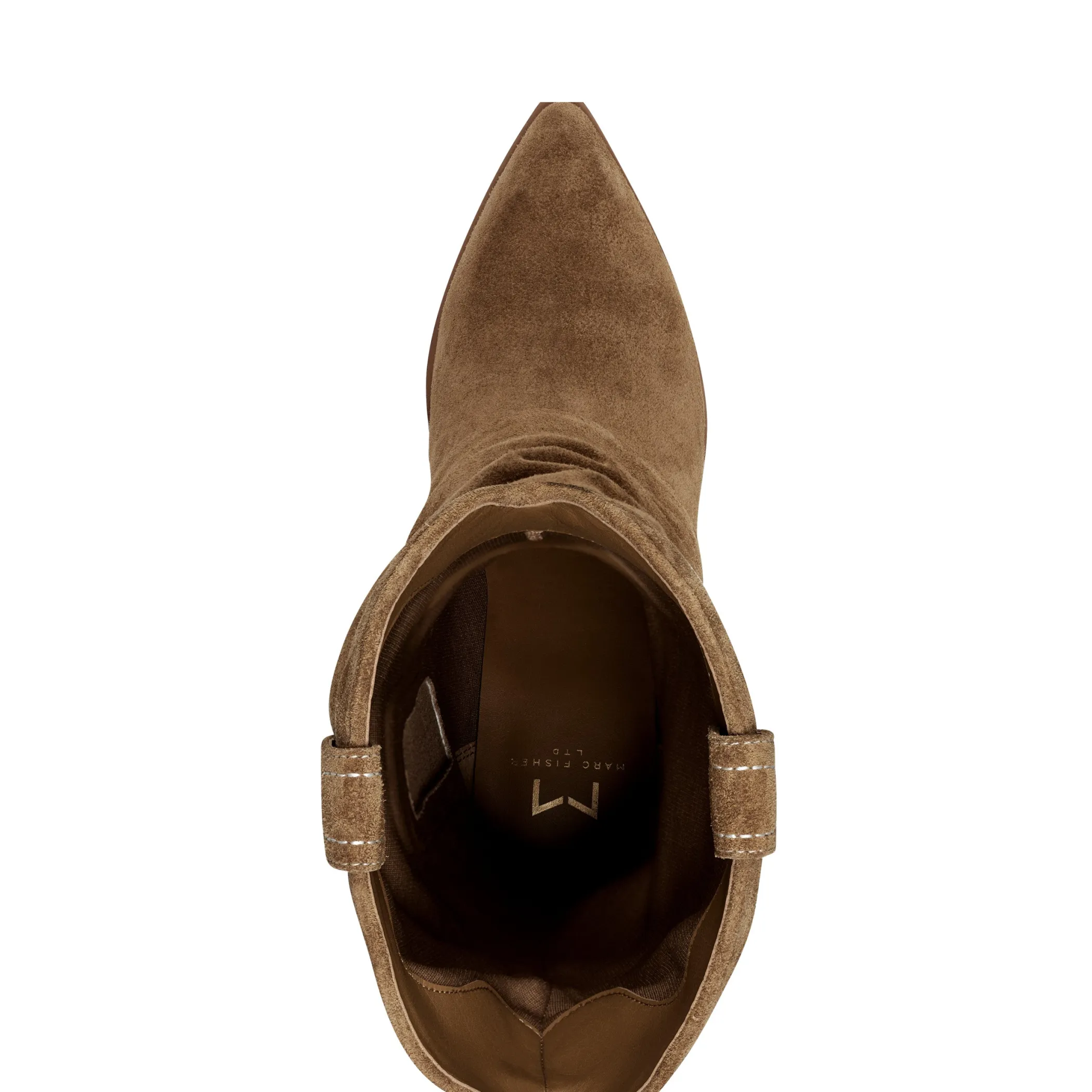Cheap Marc Fisher Calysta Block Heel Pointy Toe Boot Medium Natural