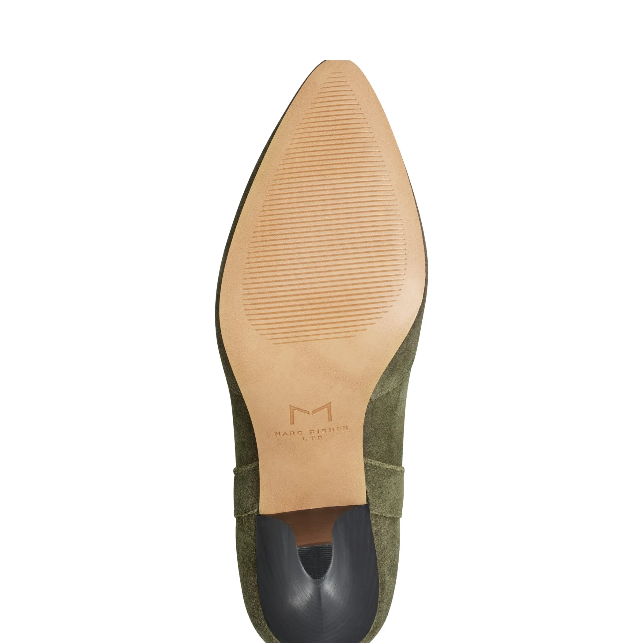 New Marc Fisher Carissa Heeled Western Bootie Olive Suede