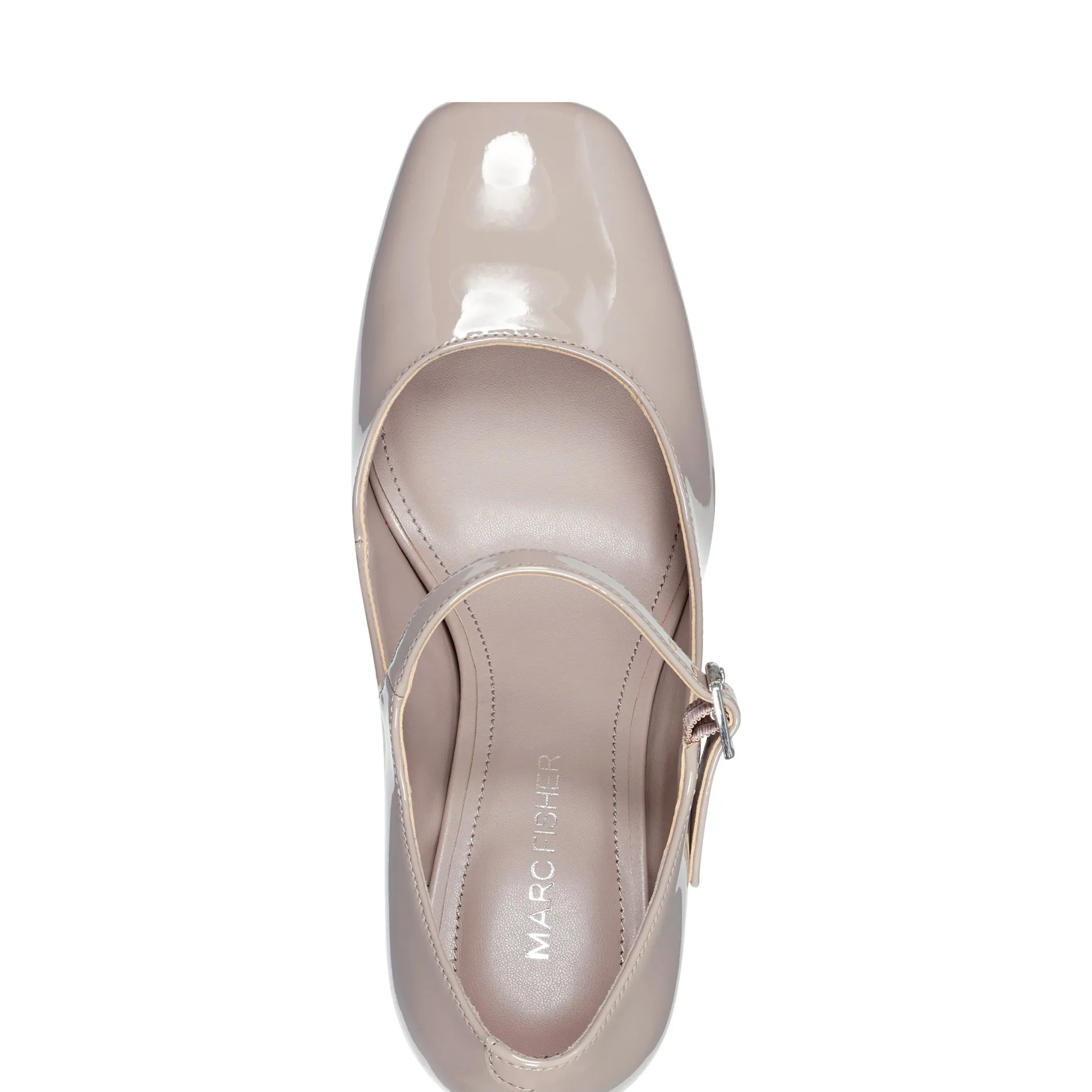 Sale Marc Fisher Charin Block Heel Mary Jane Nude Patent