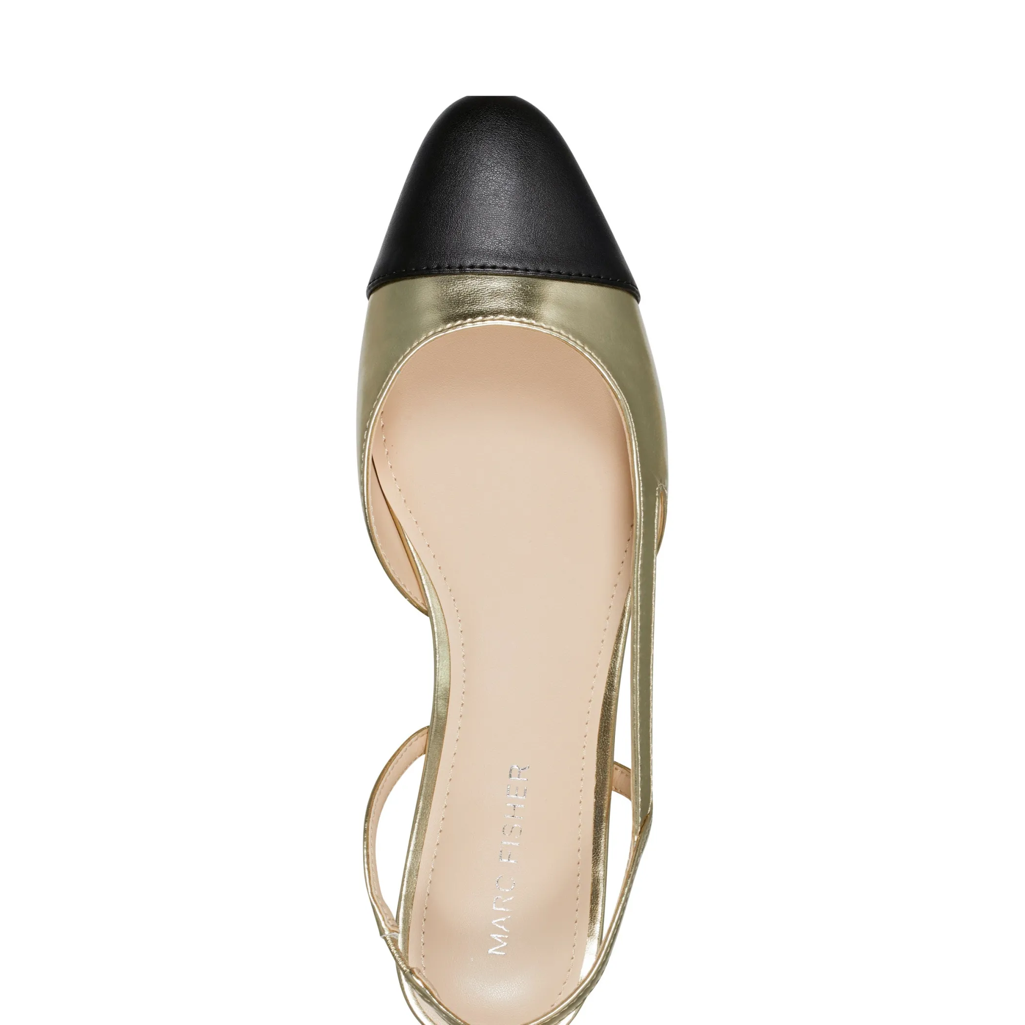 Outlet Marc Fisher Dela Closed Toe Slingback Dress Flat Gold