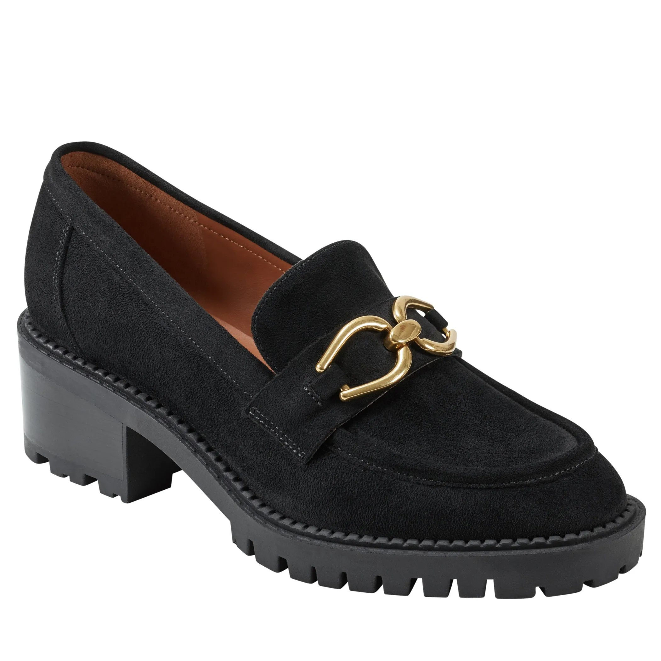 Best Sale Marc Fisher Delanie Lug Sole Loafer Black Suede