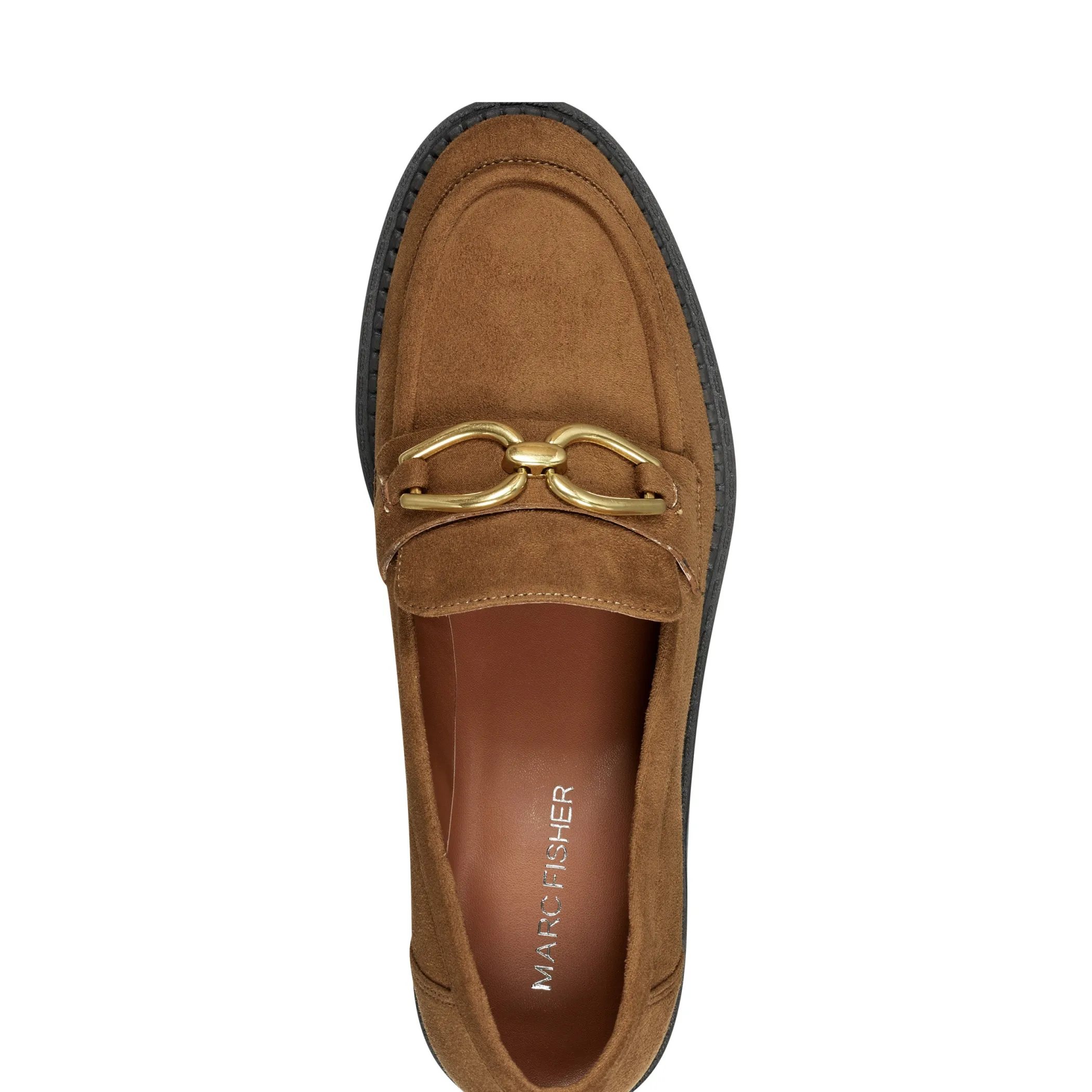 Shop Marc Fisher Delanie Lug Sole Loafer Cognac Suede