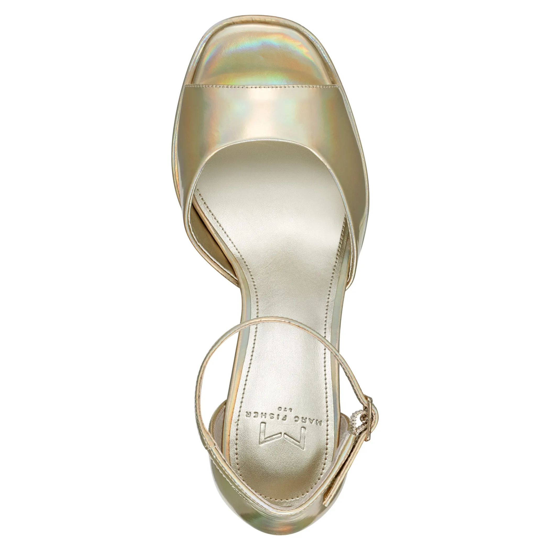 Cheap Marc Fisher Della Platform Sandal Platino Iridescent Leather