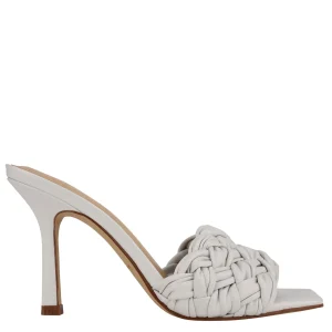 Discount Marc Fisher Draya Square Toe Slide White Leather