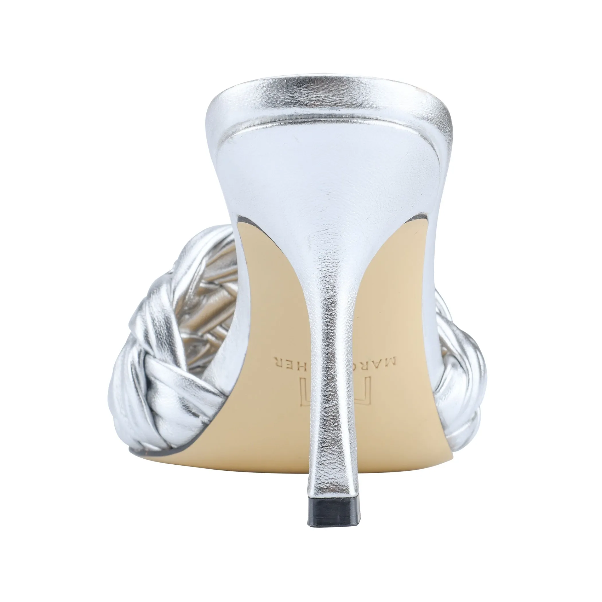 Fashion Marc Fisher Draya Square Toe Slide Silver Metallic Leather