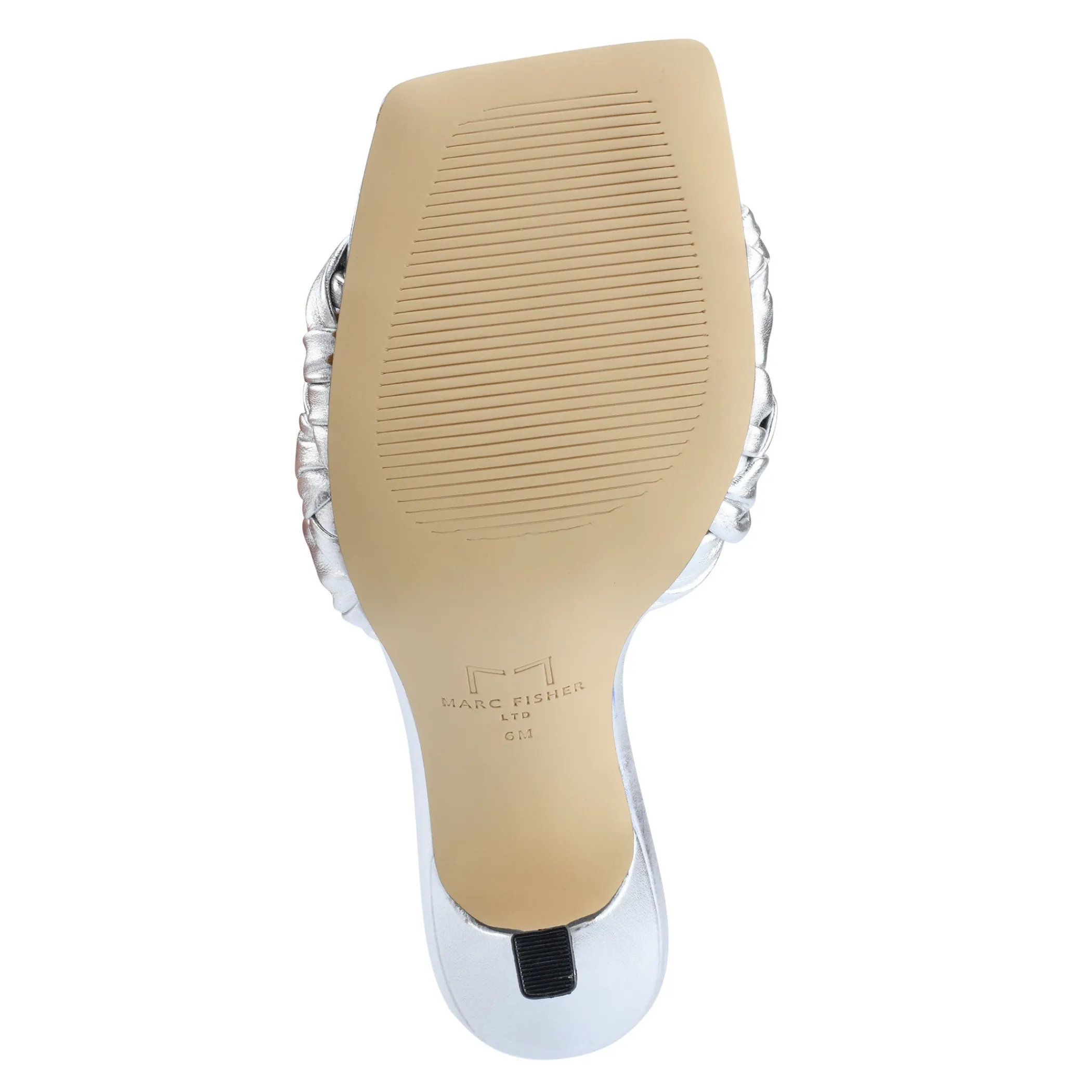 Fashion Marc Fisher Draya Square Toe Slide Silver Metallic Leather