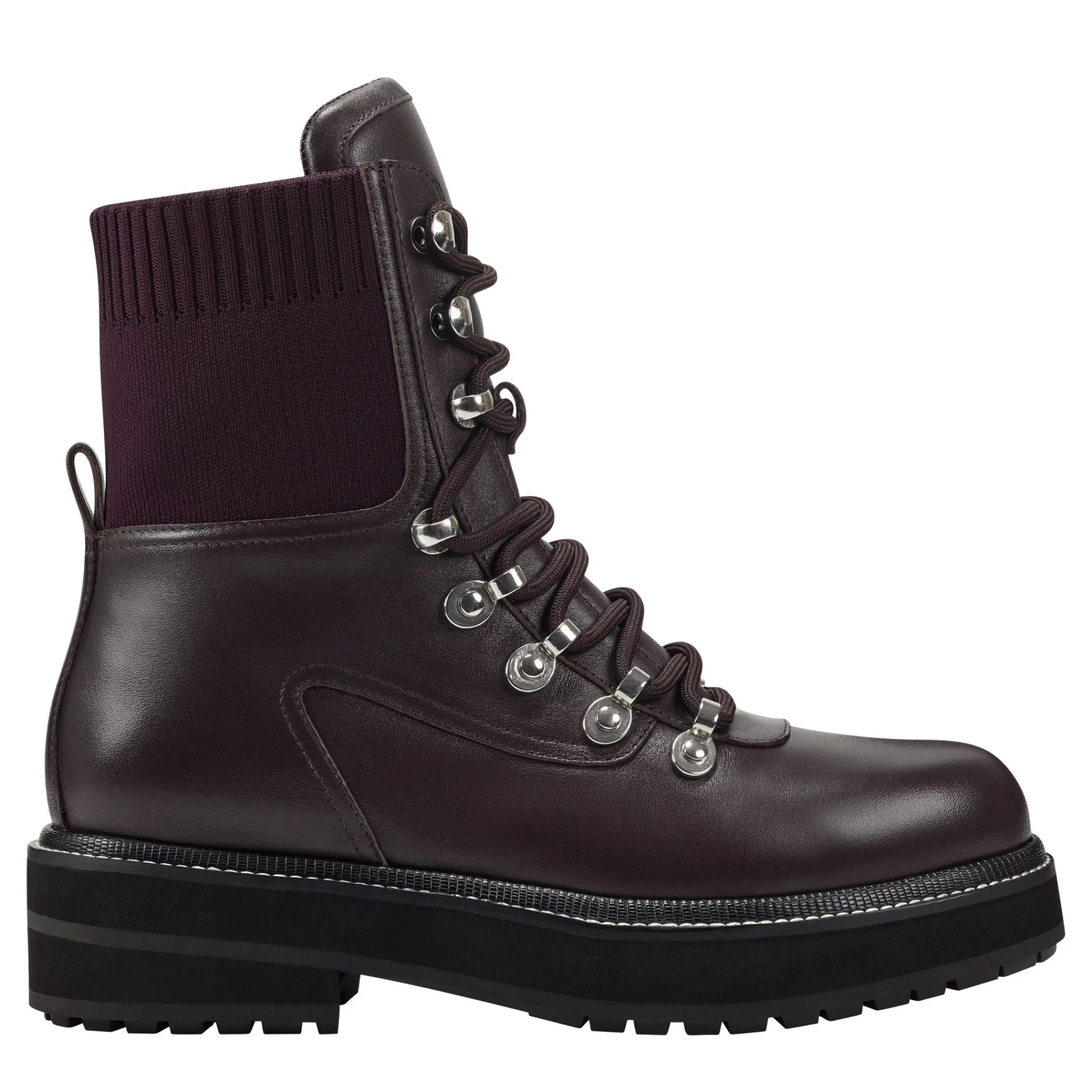 Outlet Marc Fisher Elwa Lace Up Bootie Wine/Black Leather