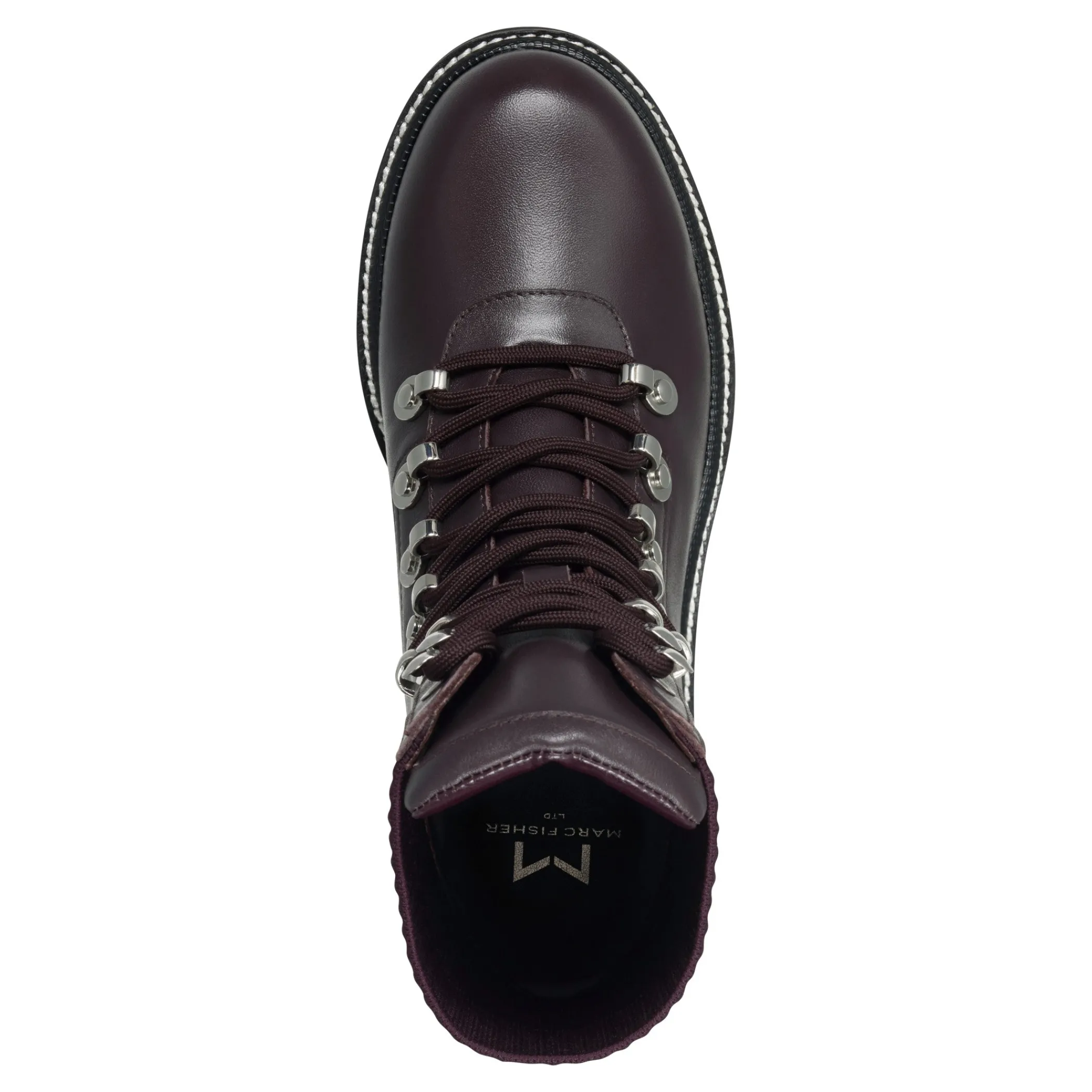 Outlet Marc Fisher Elwa Lace Up Bootie Wine/Black Leather