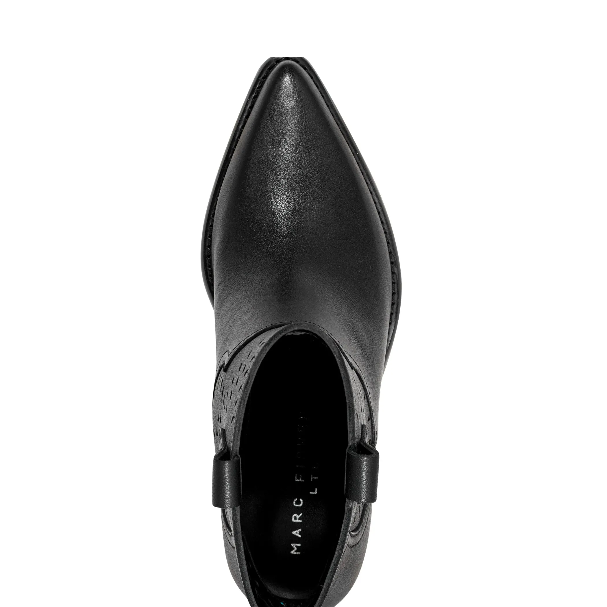 Cheap Marc Fisher Elyma Perferated Western Bootie Black Leather