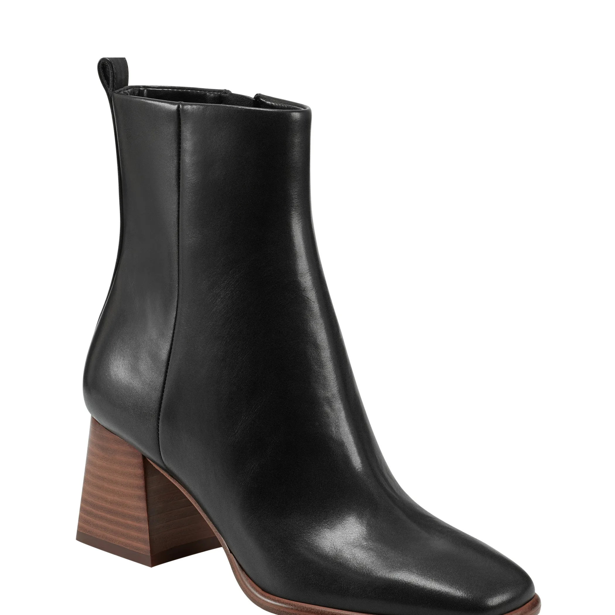 Best Sale Marc Fisher Floria Square Toe Bootie Black Leather