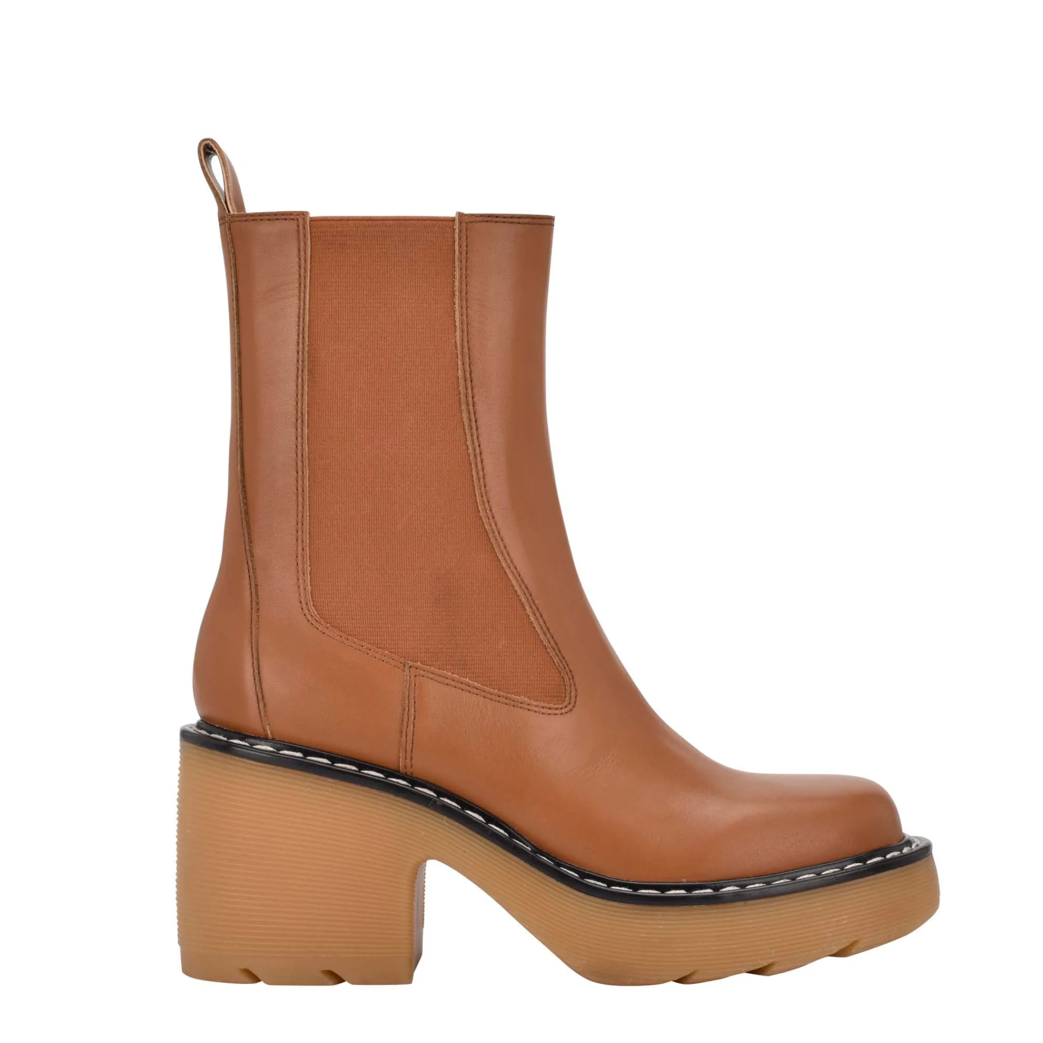 Best Sale Marc Fisher Fredy Lug Sole Bootie Dark Natural Leather/Natural