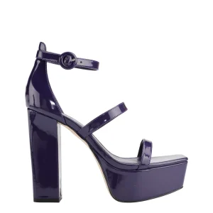 Shop Marc Fisher Frita Ankle Strap Platform Sandal Dark Purple Patent