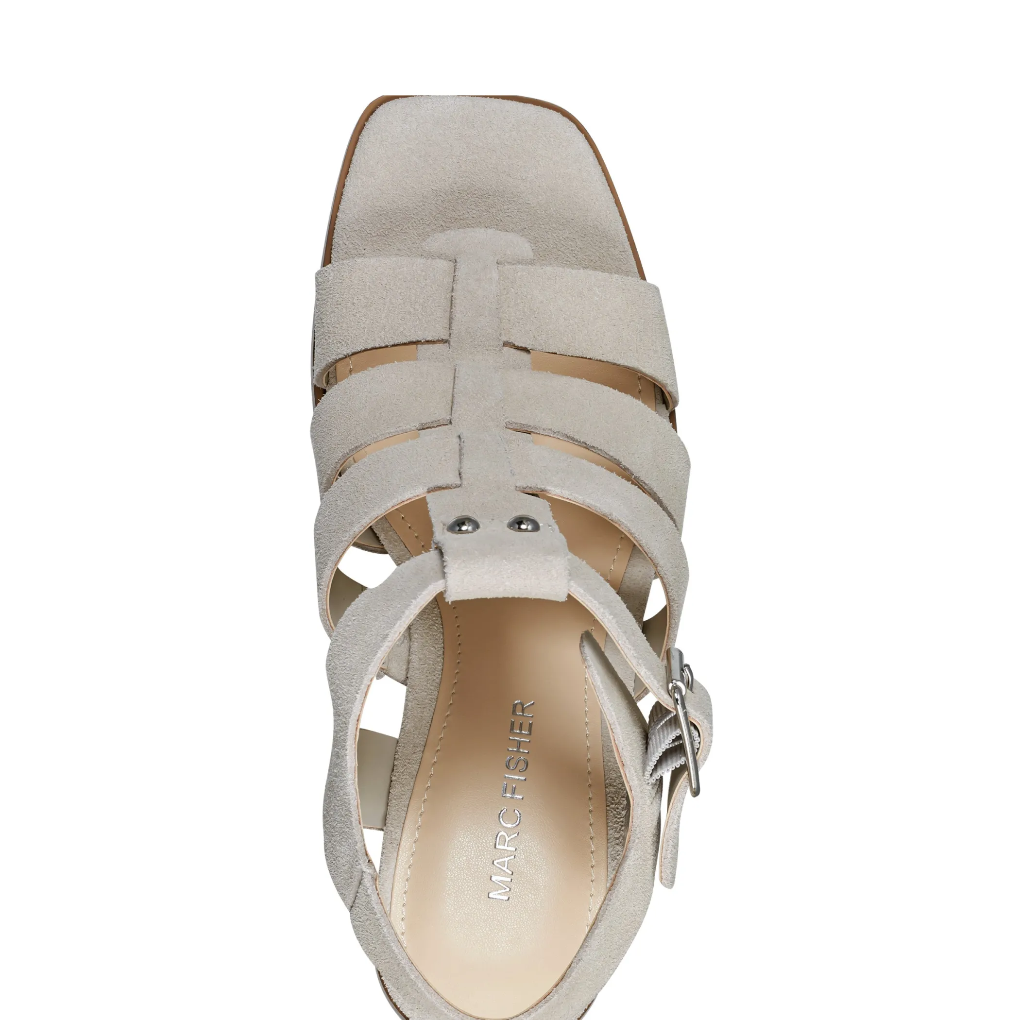 Sale Marc Fisher Fynlee Block Heel Sandal Ivory Suede