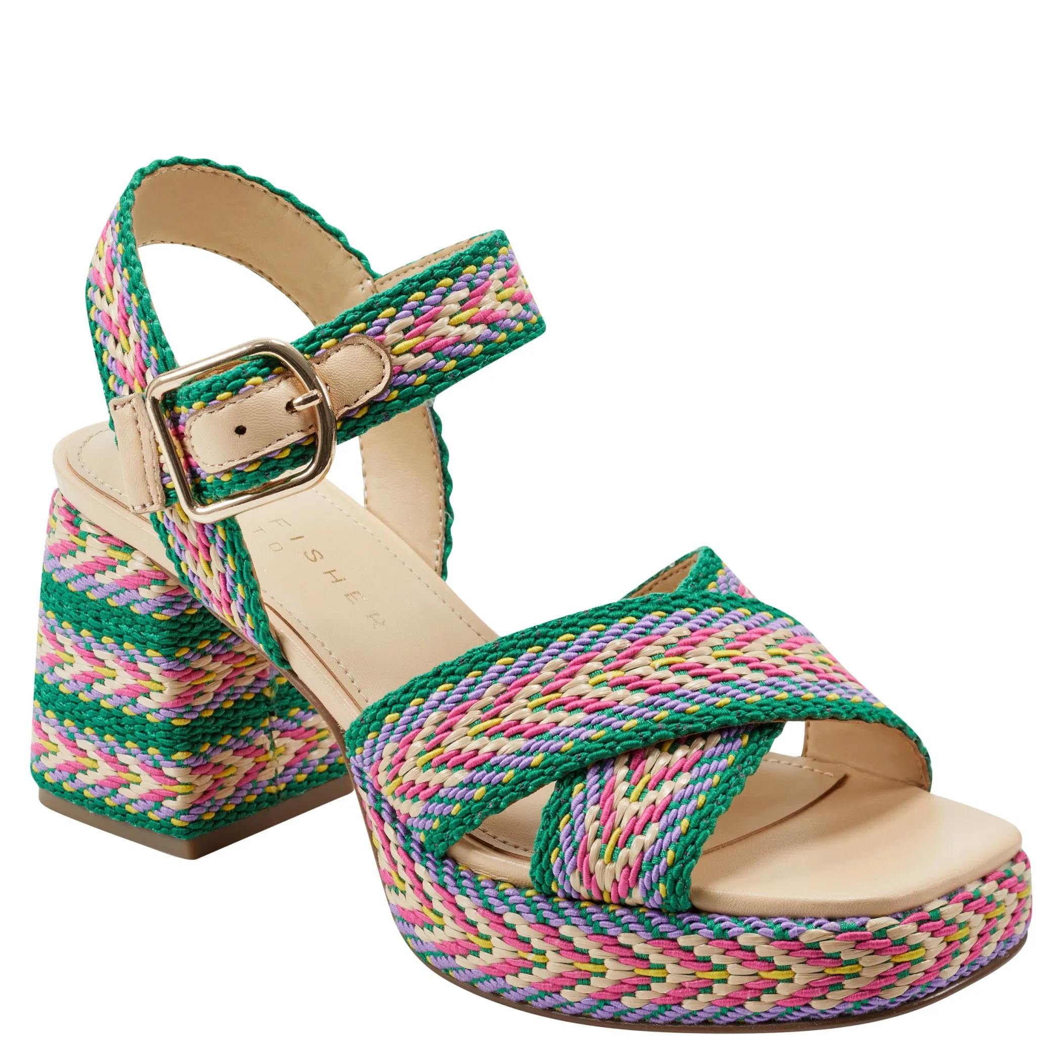 Best Sale Marc Fisher Gemmie Platform Sandal Green Multi