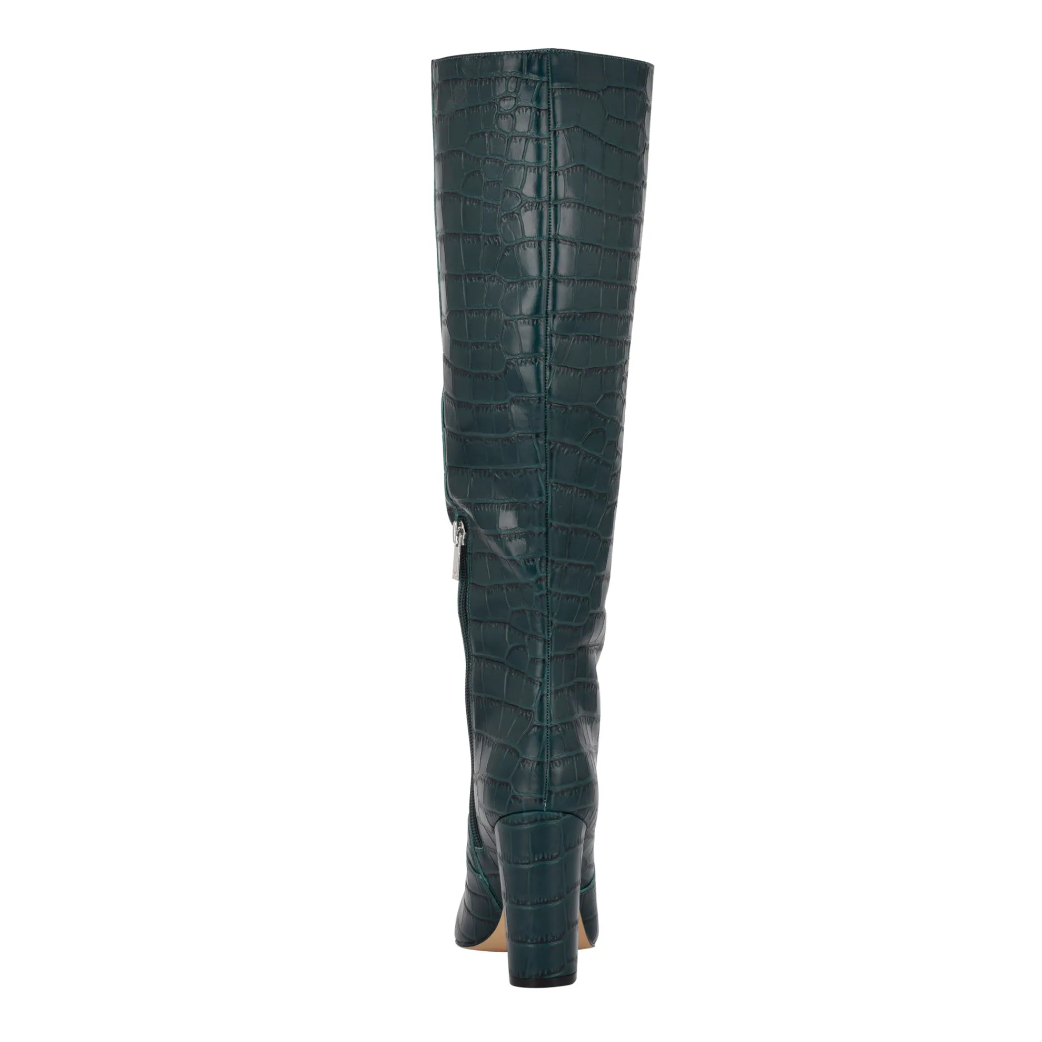 Clearance Marc Fisher Giancarlo Heeled Boot Teal Croco Embossed Leather