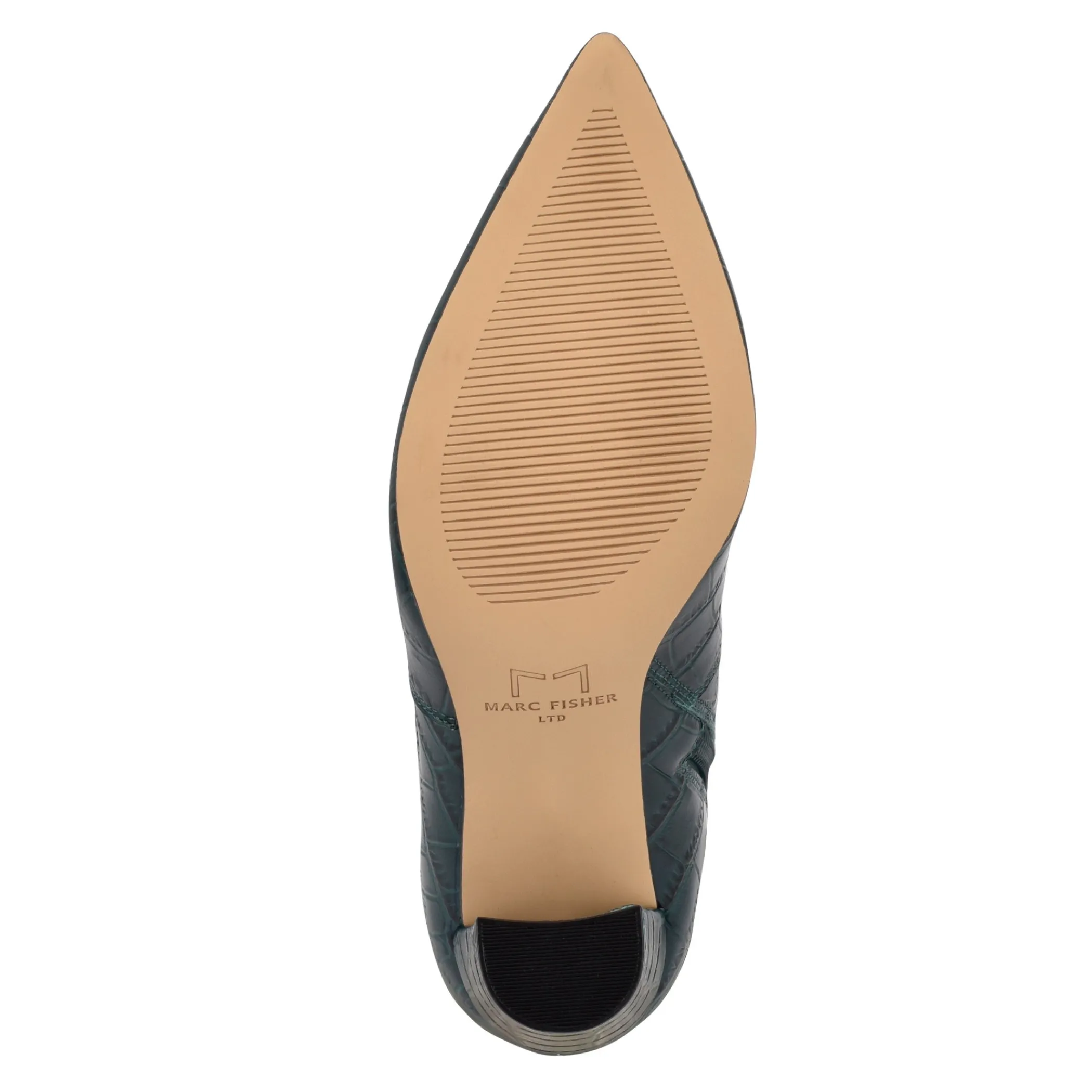 Clearance Marc Fisher Giancarlo Heeled Boot Teal Croco Embossed Leather