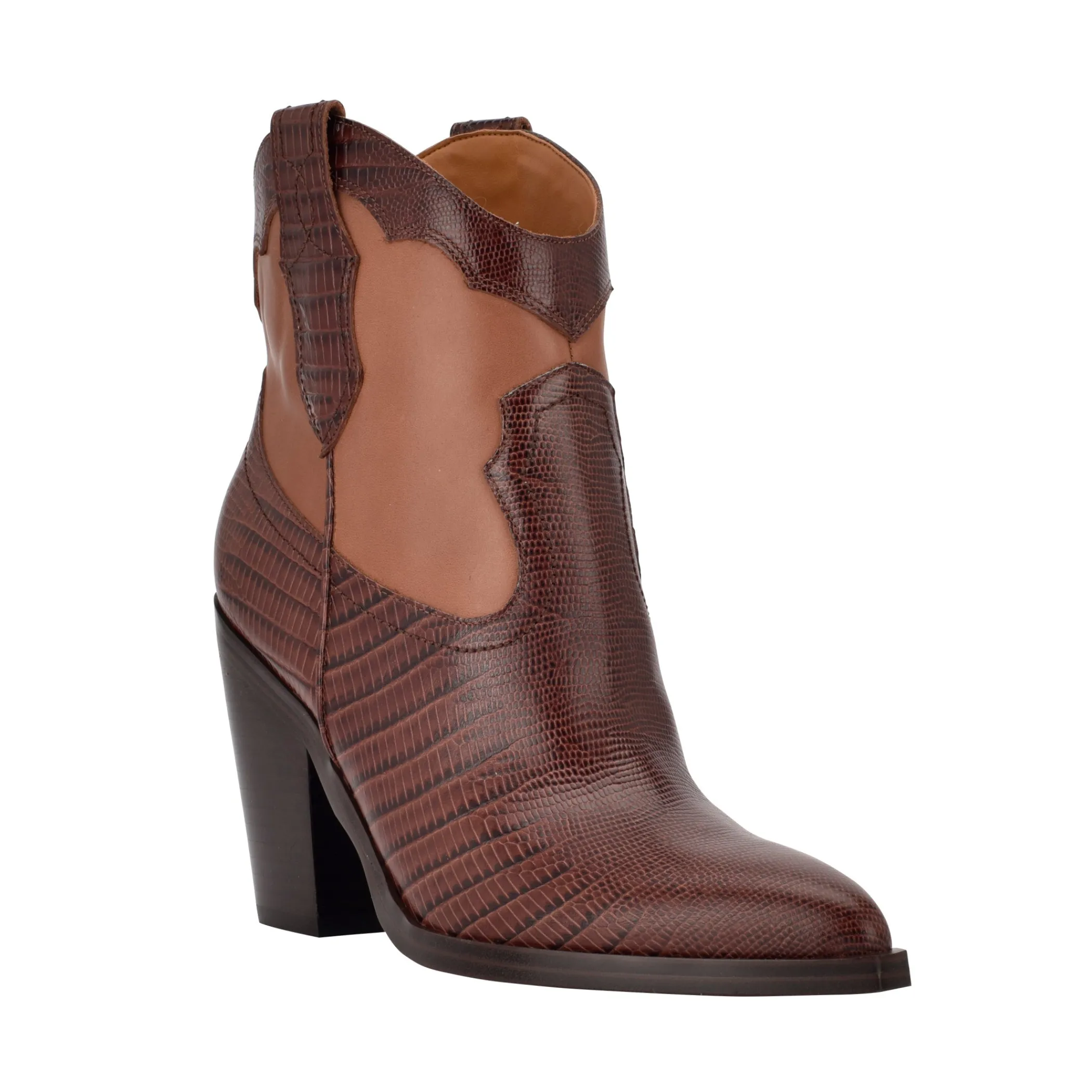Store Marc Fisher Gona Western Bootie Dark Tan Leather