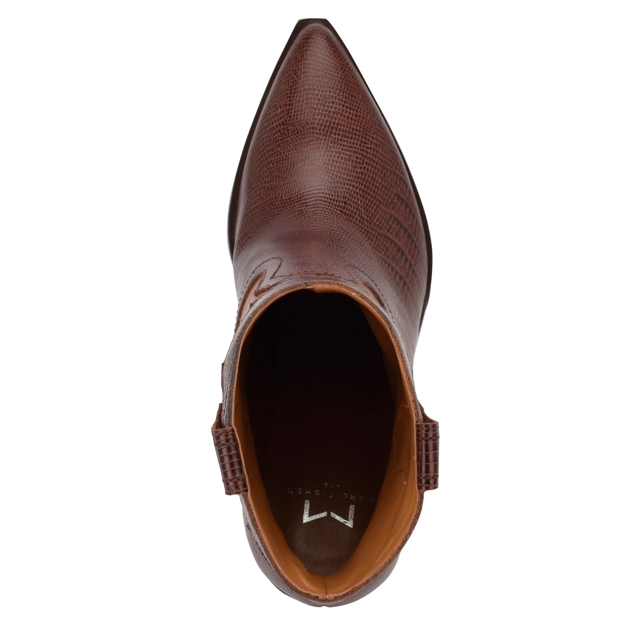 Store Marc Fisher Gona Western Bootie Dark Tan Leather