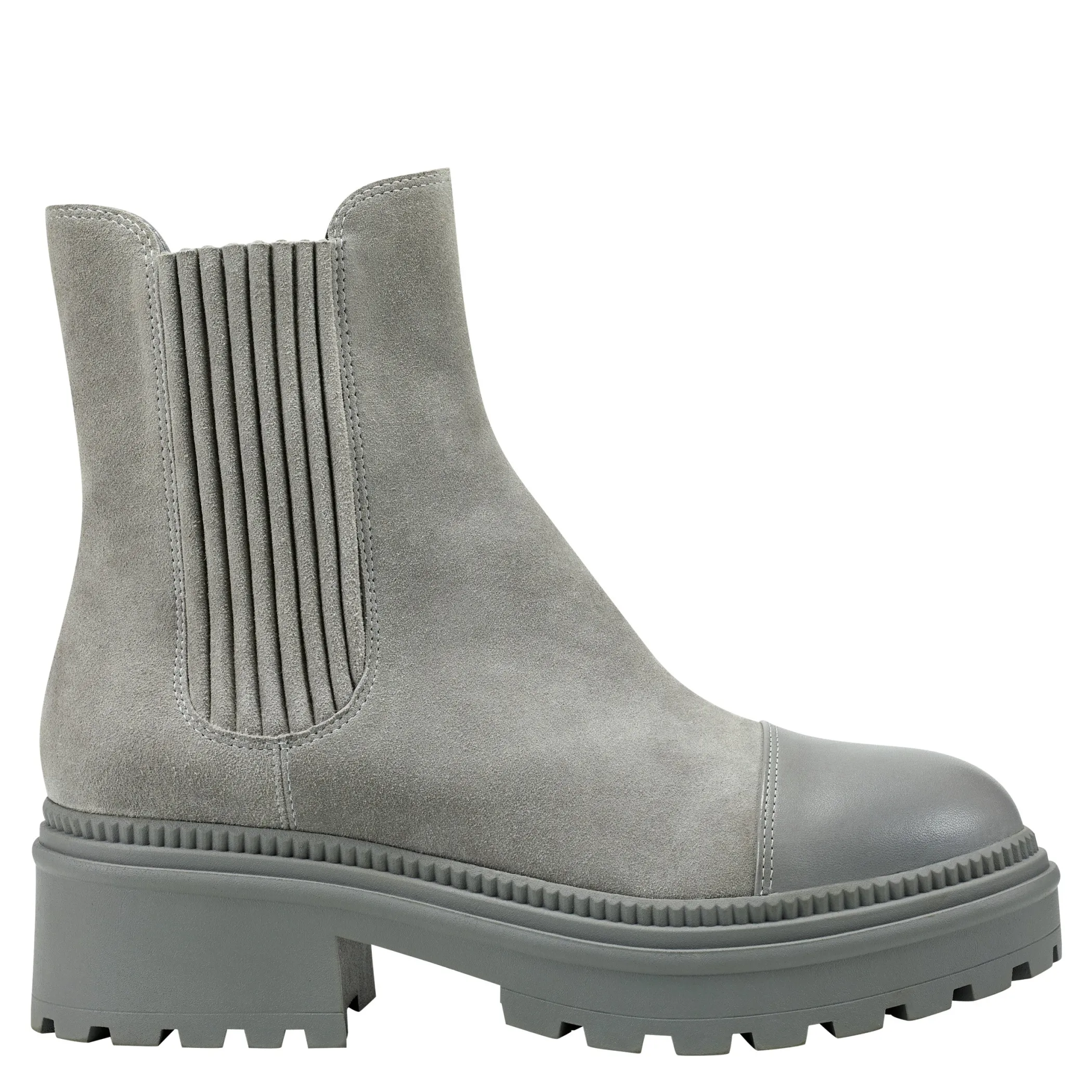 Clearance Marc Fisher Hadria Lug Sole Bootie Light Grey Suede