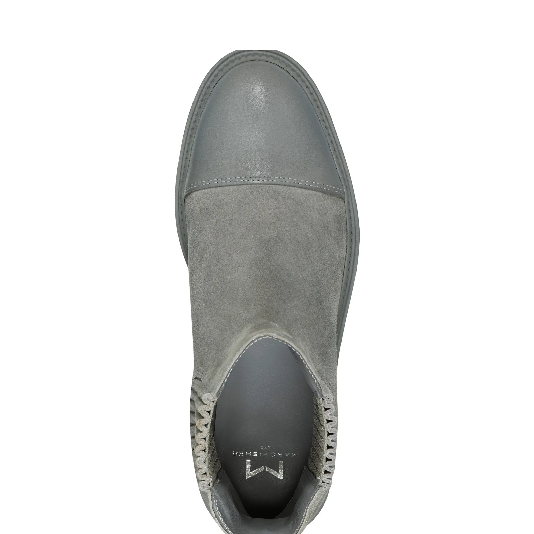 Clearance Marc Fisher Hadria Lug Sole Bootie Light Grey Suede