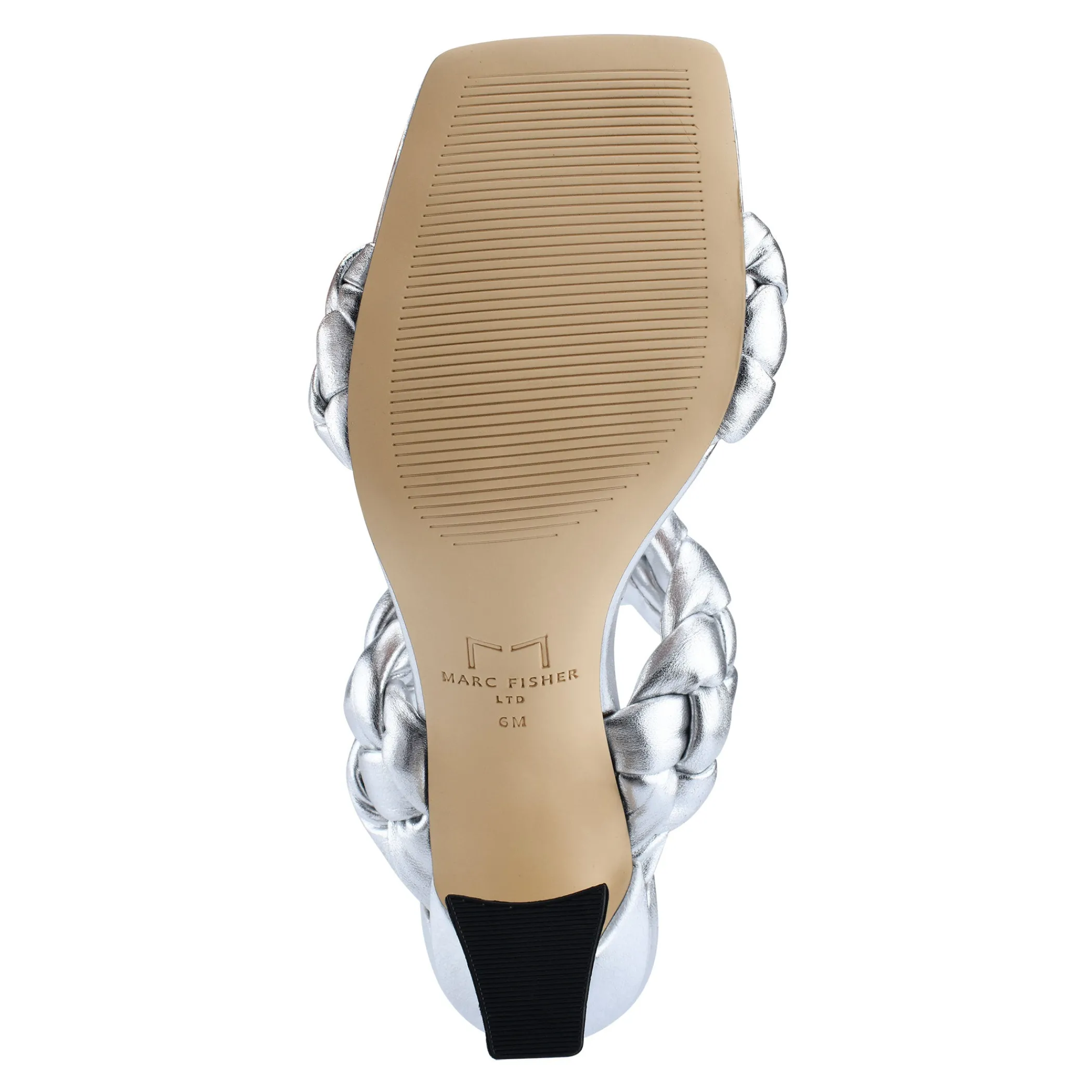 Shop Marc Fisher Hammy Heeled Sandal Silver Metallic Leather