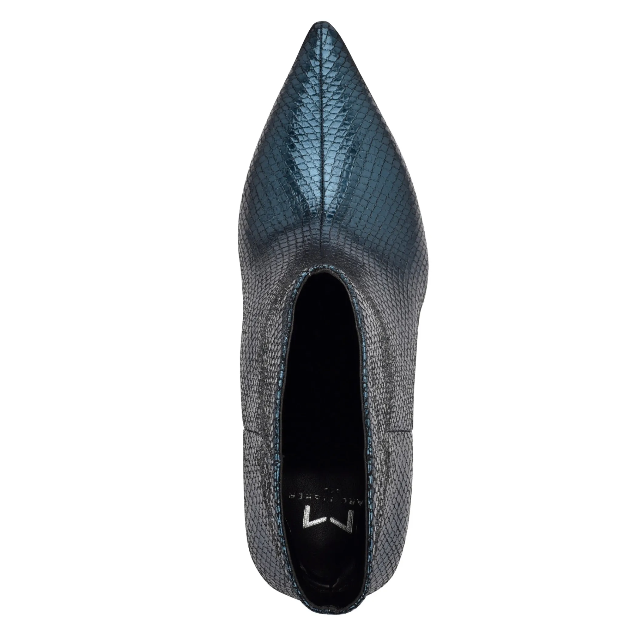 Hot Marc Fisher Haylian Pointy Toe Bootie Blue Snake Printed Leather