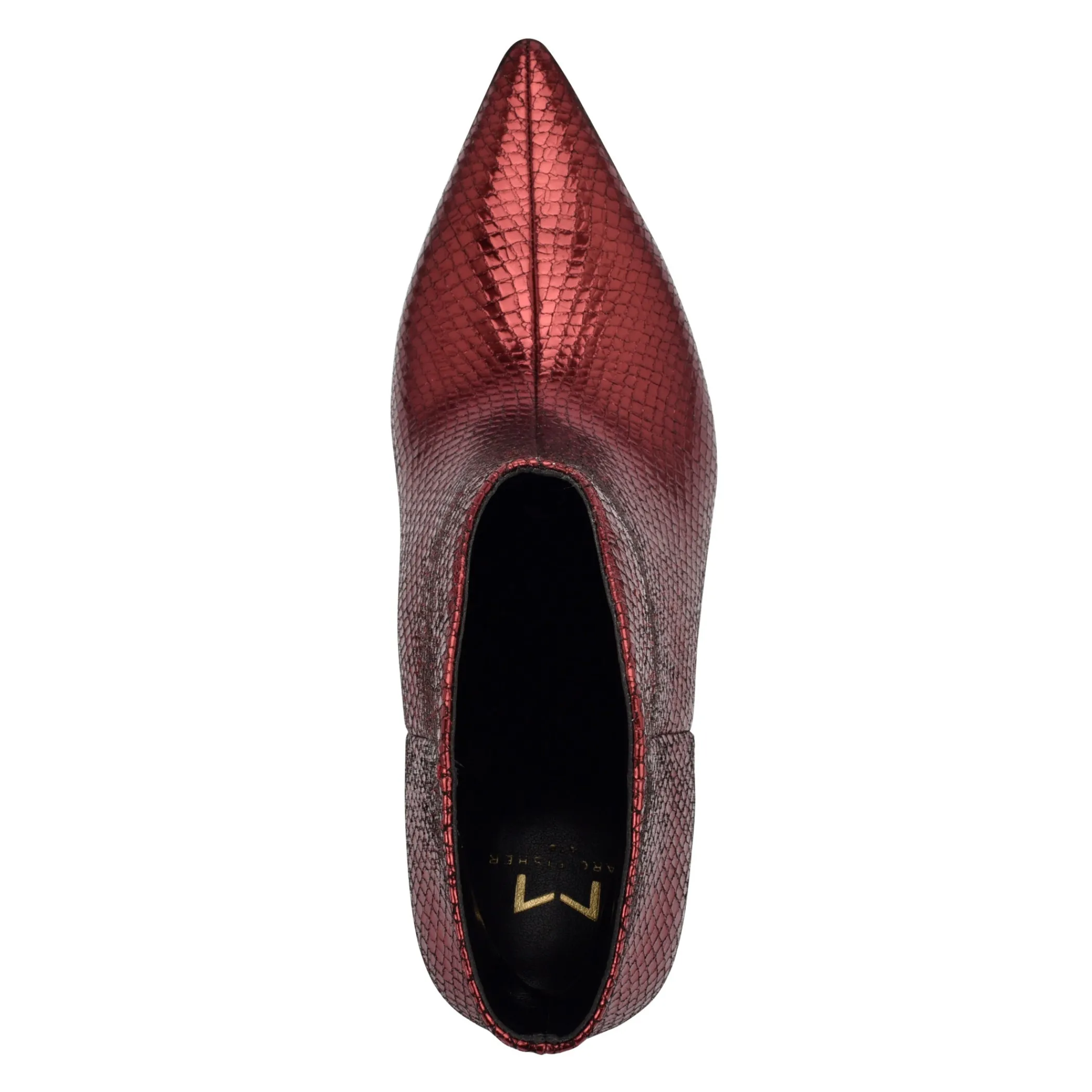 Cheap Marc Fisher Haylian Pointy Toe Bootie Red Snake Printed Leather