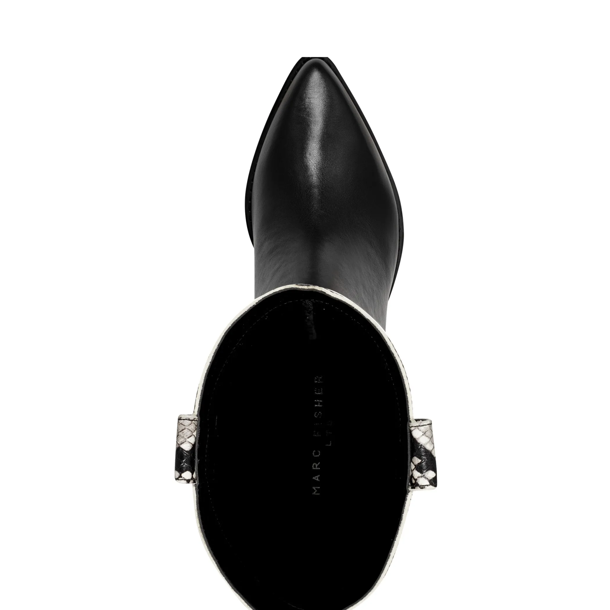 Shop Marc Fisher Hilaria Western Boot Black Leather Snakeskin