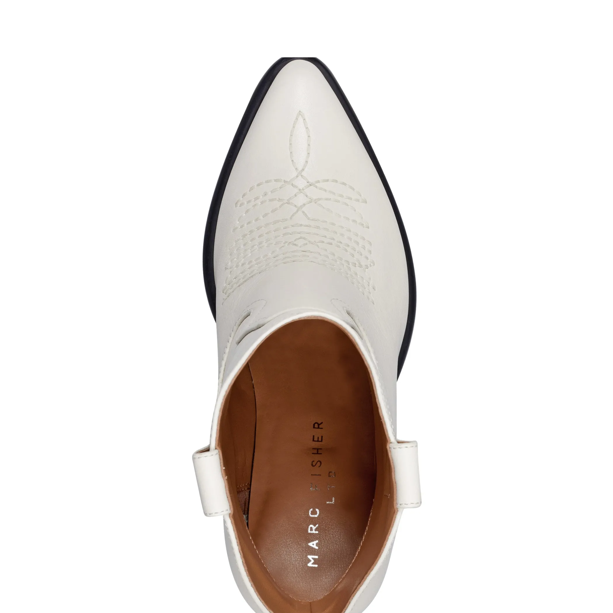 Store Marc Fisher Jalella Detailed Western Bootie Ivory Leather