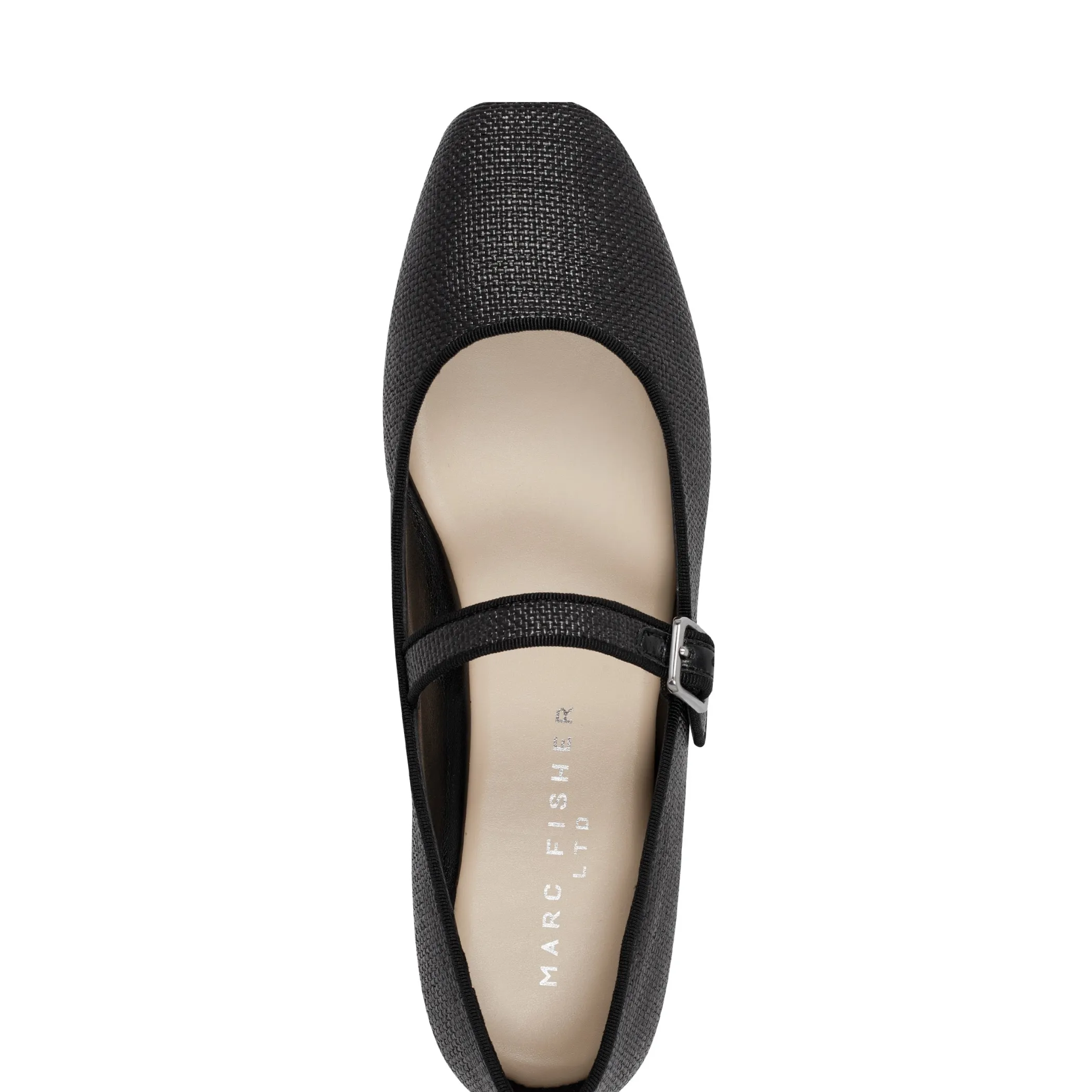 Clearance Marc Fisher Lailah Mary Jane Ballet Flat Black Raffia