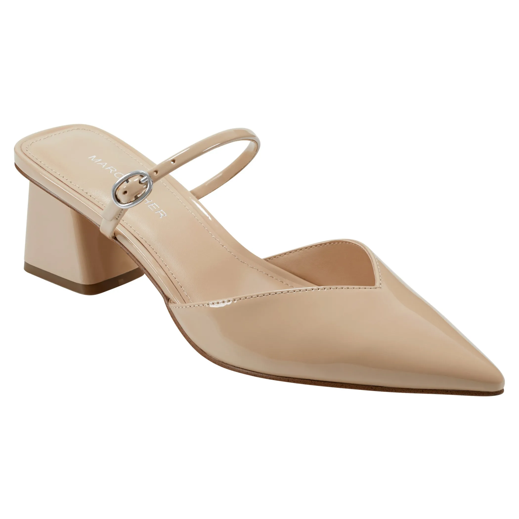 Hot Marc Fisher Lakey Heeled Mule Light Natural Patent