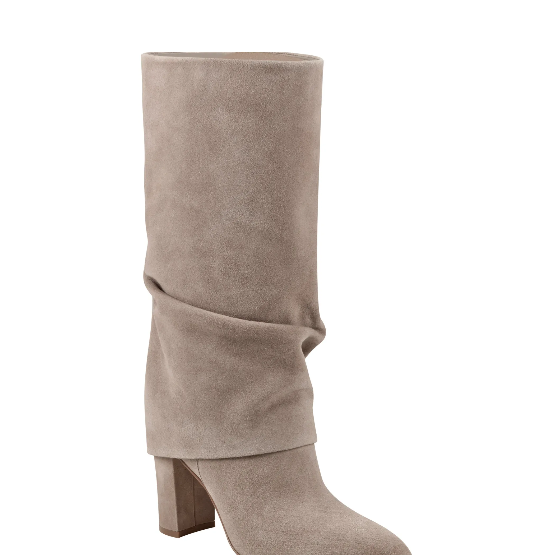 Store Marc Fisher Larita Block Heel Boot Taupe Suede