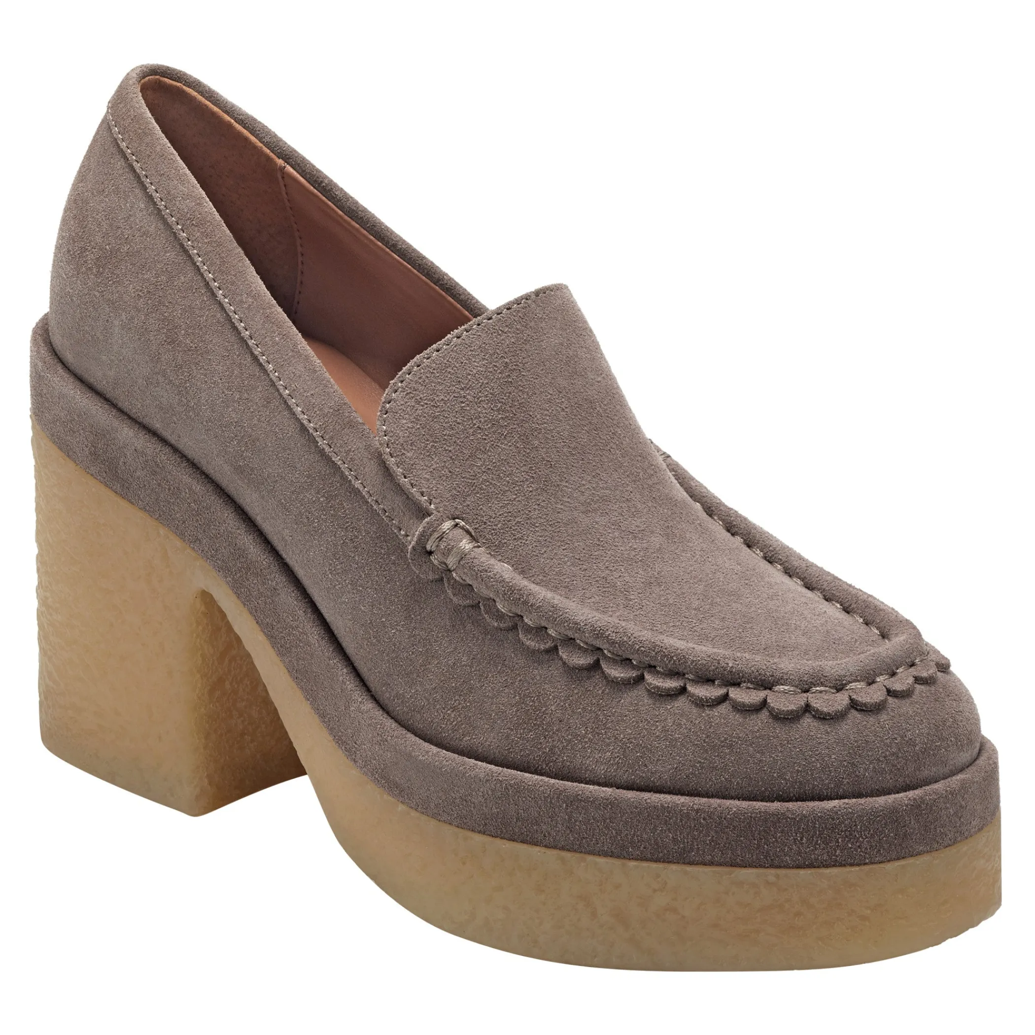 Best Sale Marc Fisher Lina Heeled Loafer Medium Natural Suede