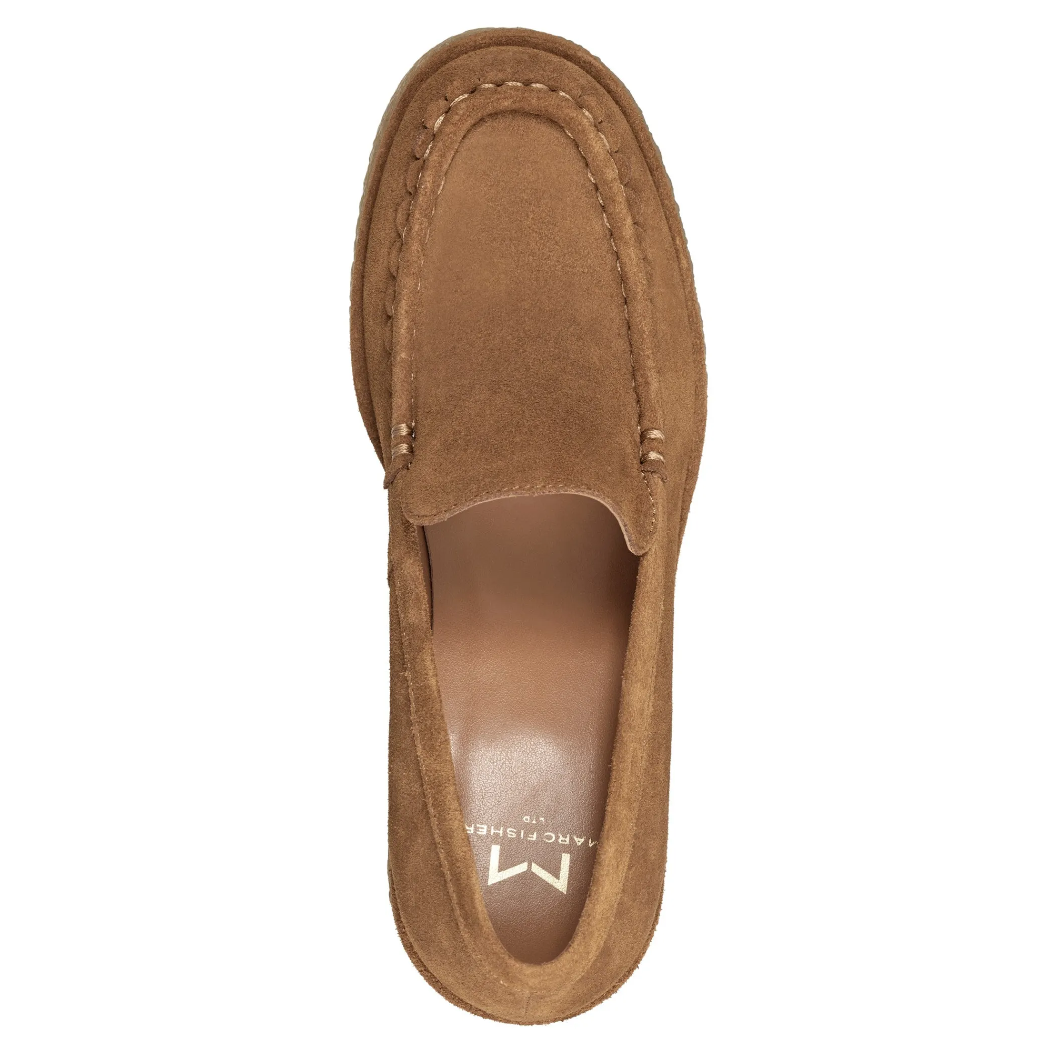 Shop Marc Fisher Lina Heeled Loafer Brown Suede