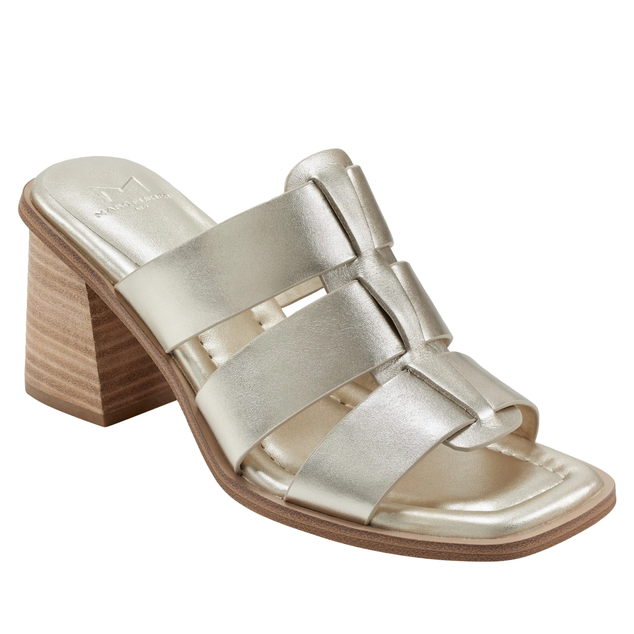 Clearance Marc Fisher Louisa Block Heel Sandal Gold