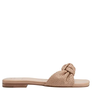 Outlet Marc Fisher Marlon Flat Slide Sandal Light Sand Leather