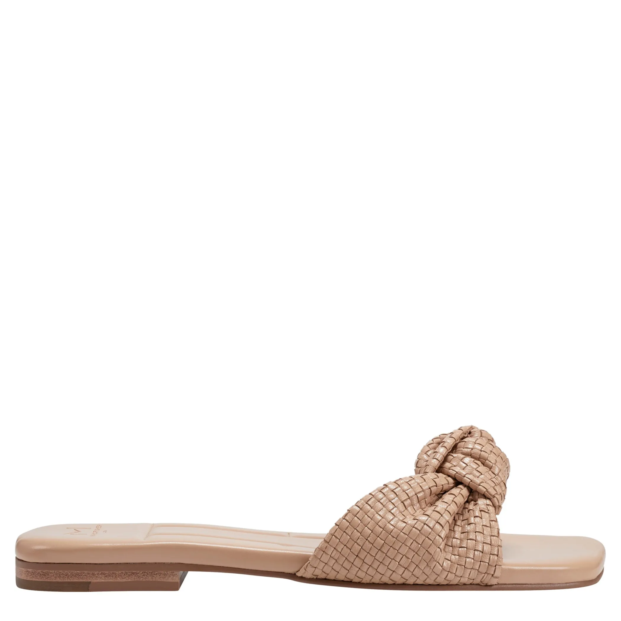 Outlet Marc Fisher Marlon Flat Slide Sandal Light Sand Leather