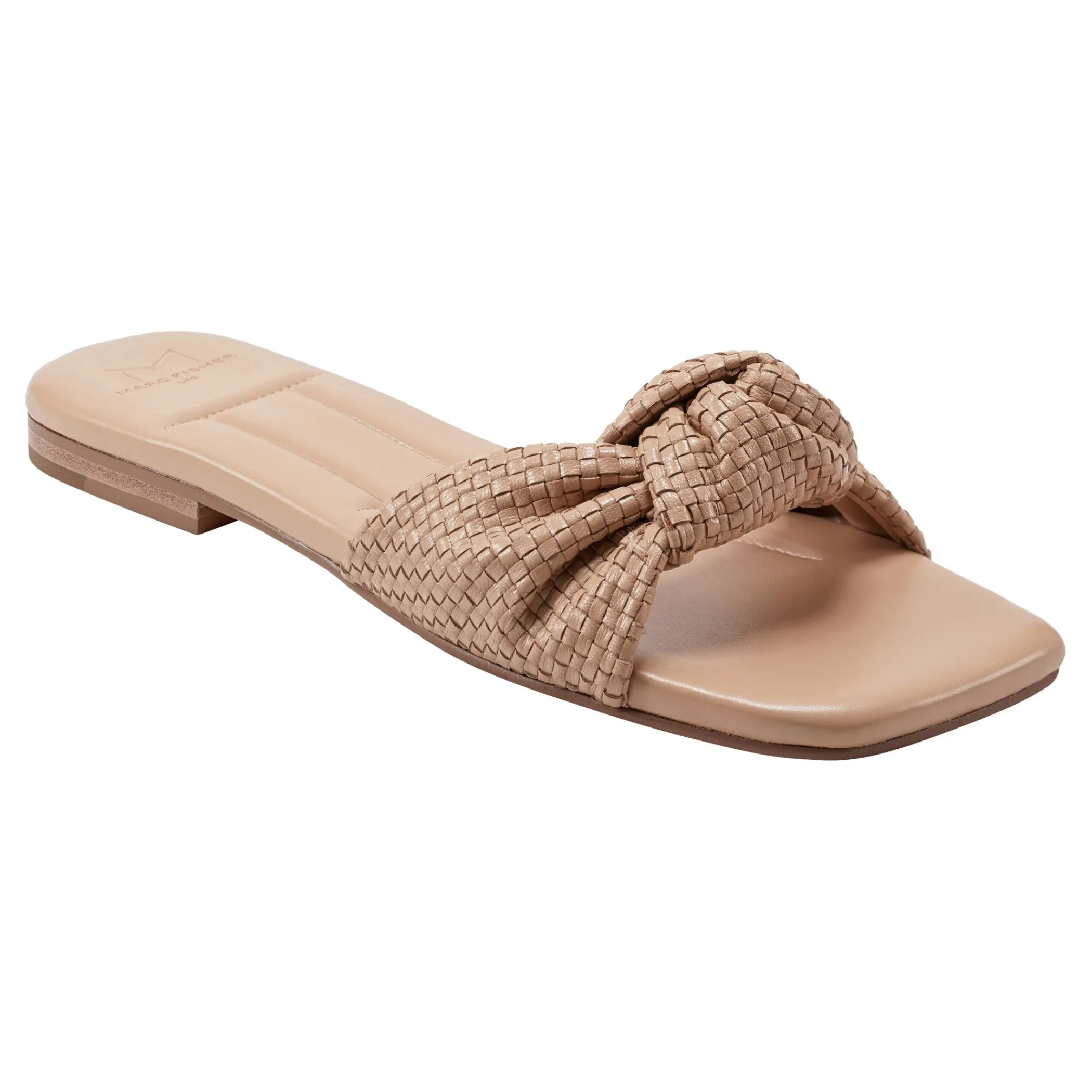 Outlet Marc Fisher Marlon Flat Slide Sandal Light Sand Leather
