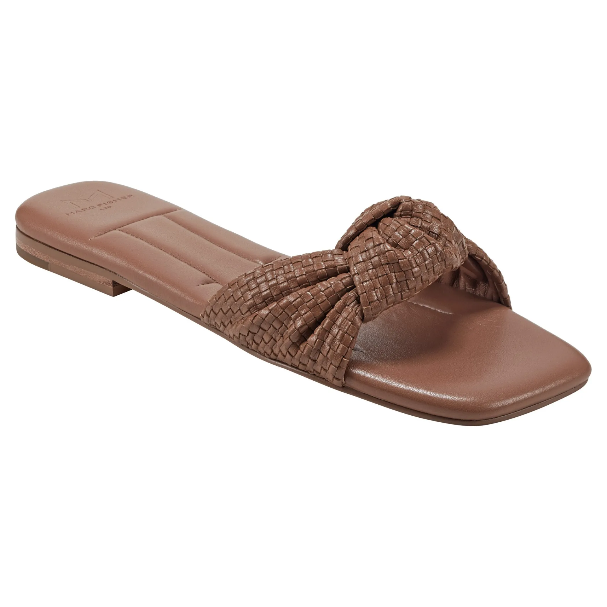 Flash Sale Marc Fisher Marlon Flat Slide Sandal Luggage Brown Leather
