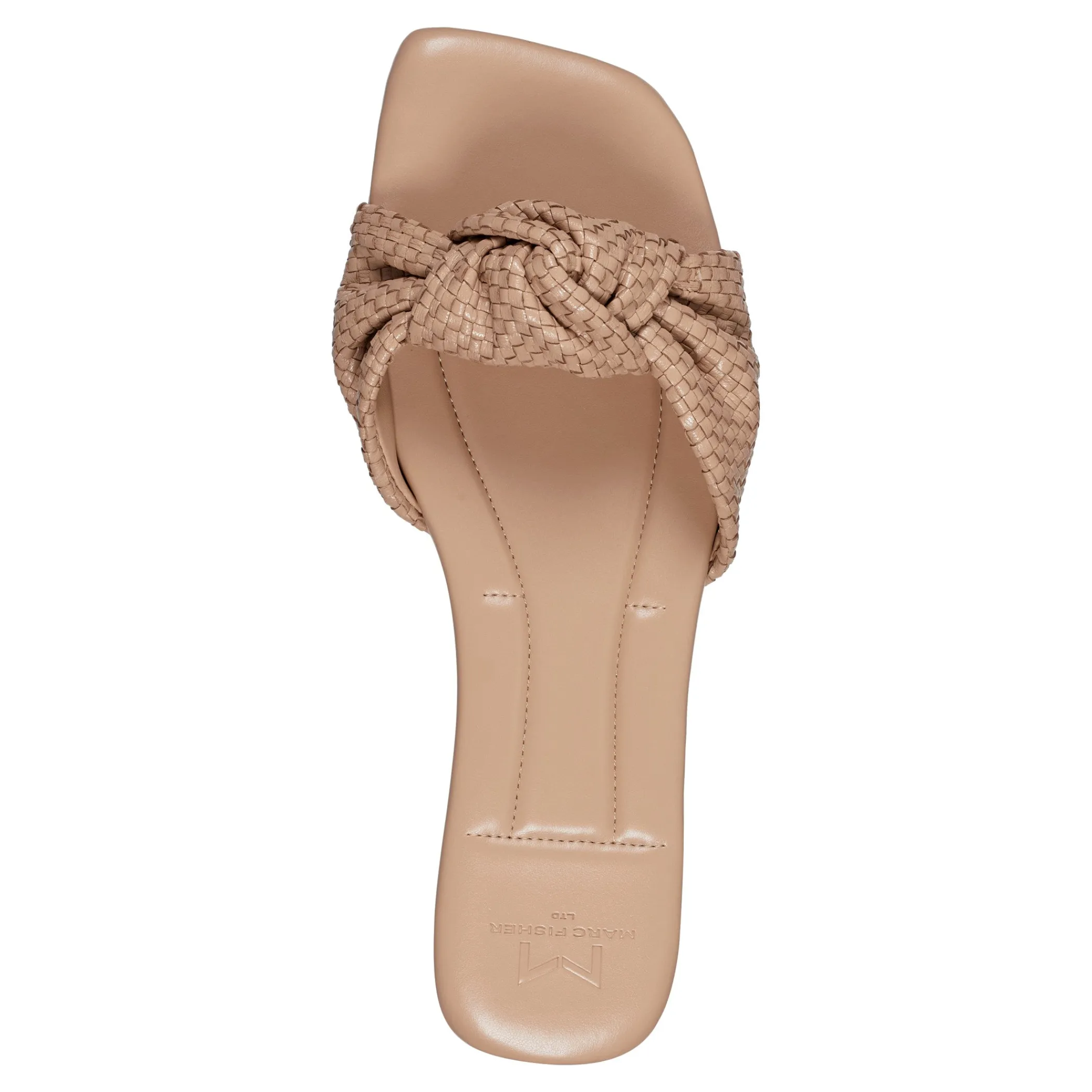 Outlet Marc Fisher Marlon Flat Slide Sandal Light Sand Leather