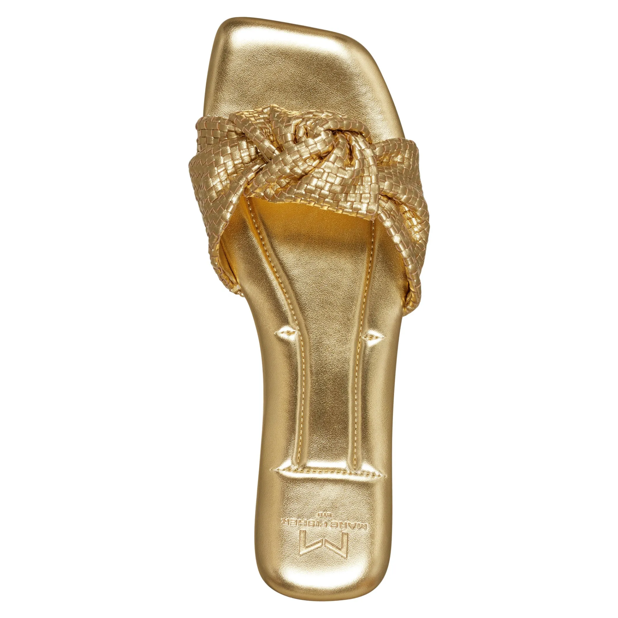 Cheap Marc Fisher Marlon Flat Slide Sandal Gold Metallic Leather