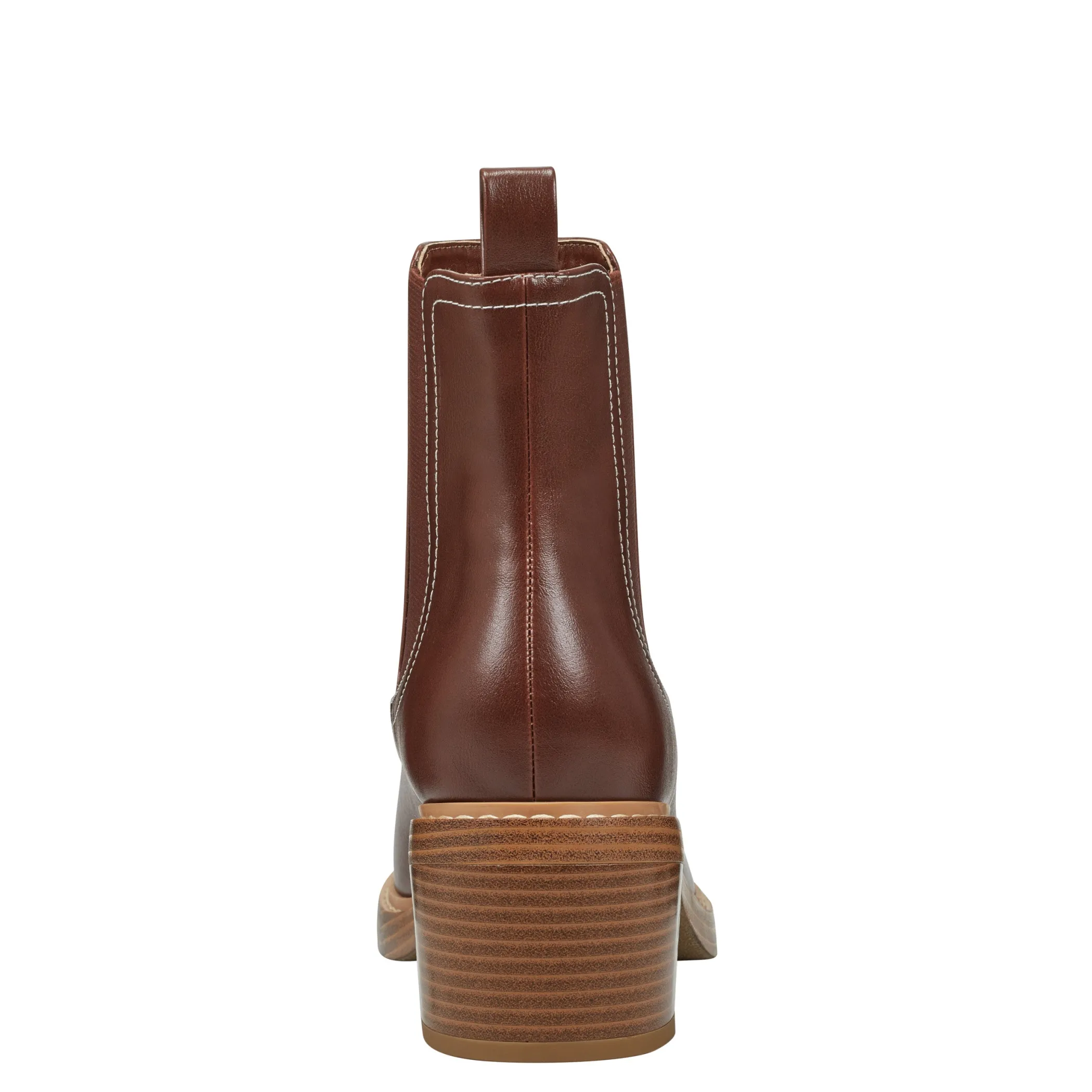 Cheap Marc Fisher Modesty Block Heel Round Toe Dress Bootie Brown Leather